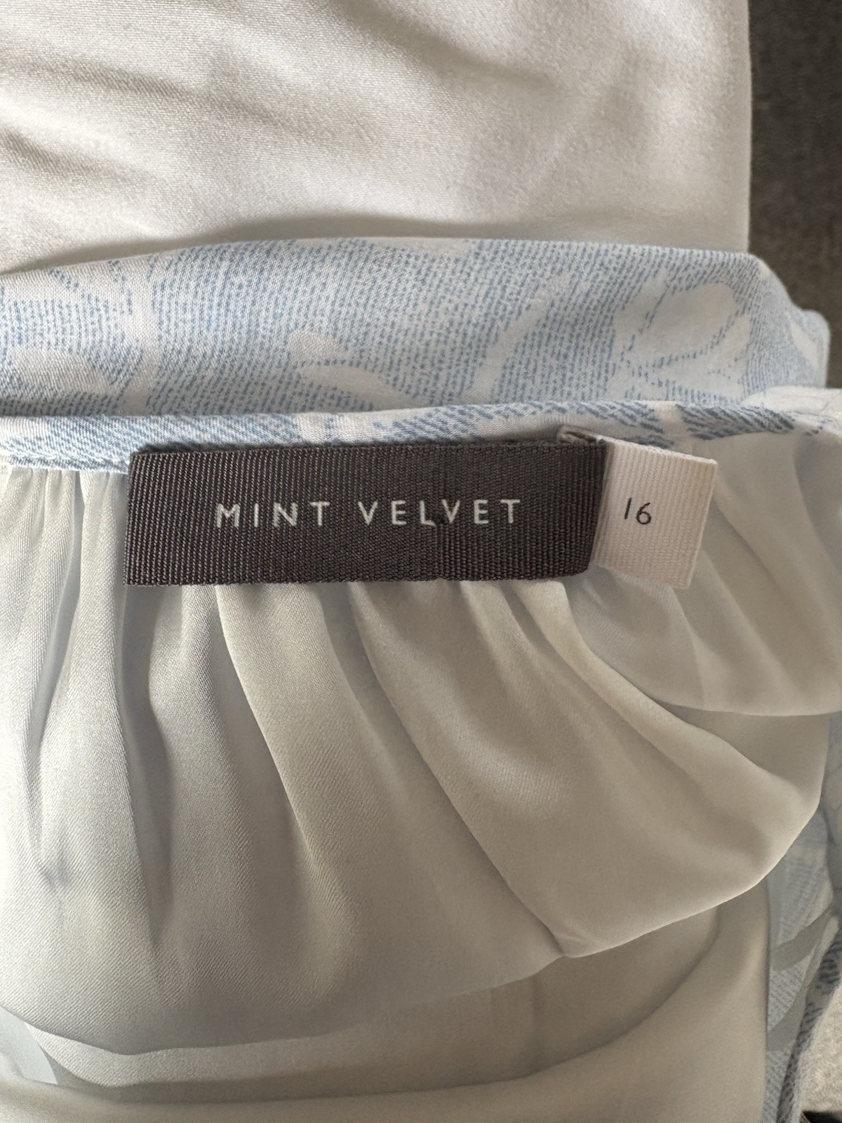 Mint Velvet Ladies Light Blue White Broderie Tassell Trim Summer Dress UK 16