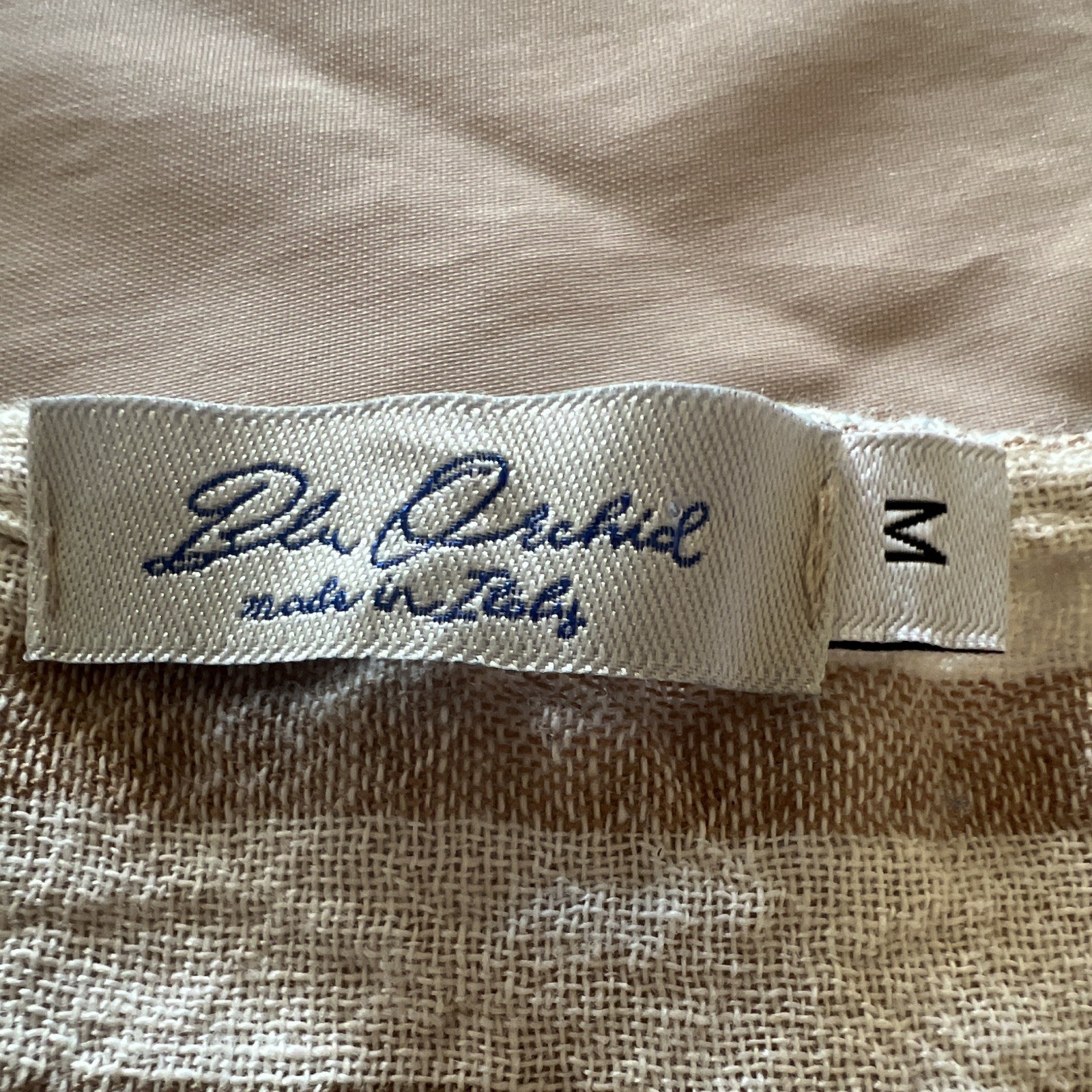 Due Per Due Blue/White/Beige Striped 100% Linen Scoop Neck Sleeveless Dress M