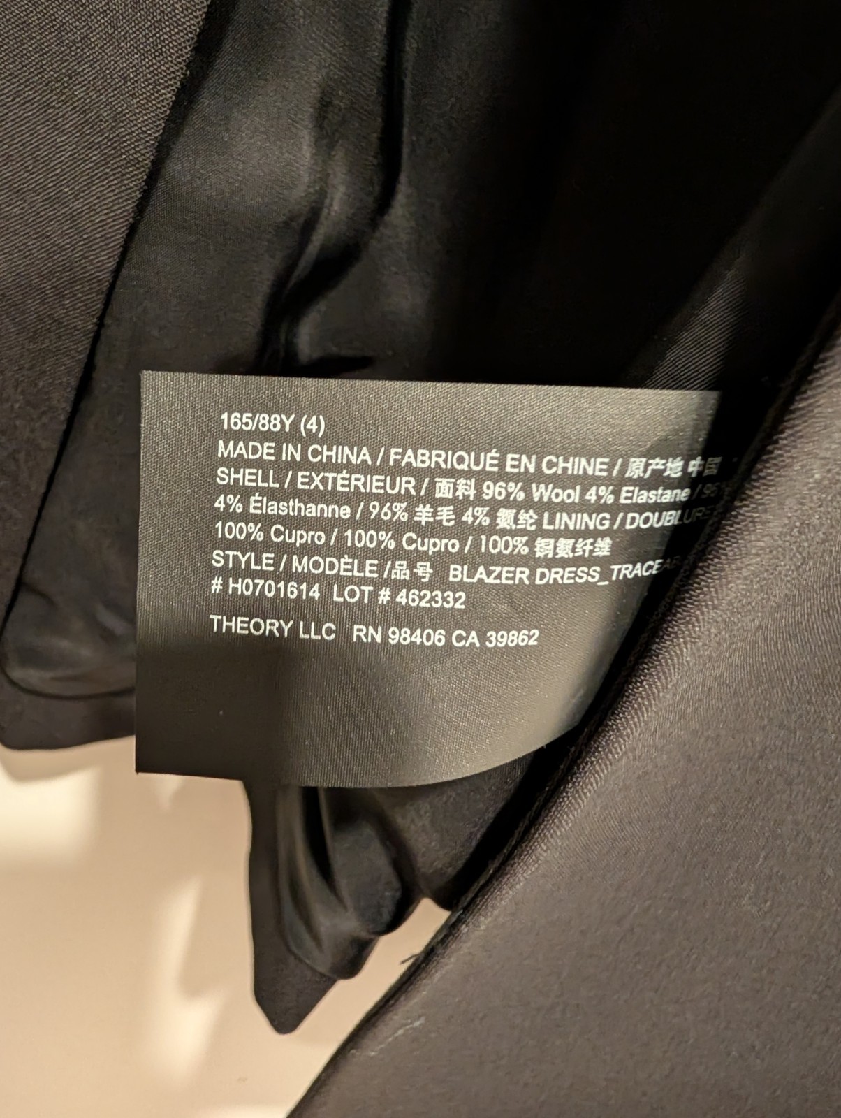 Theory Black Blazer Dress Size 4 NWT