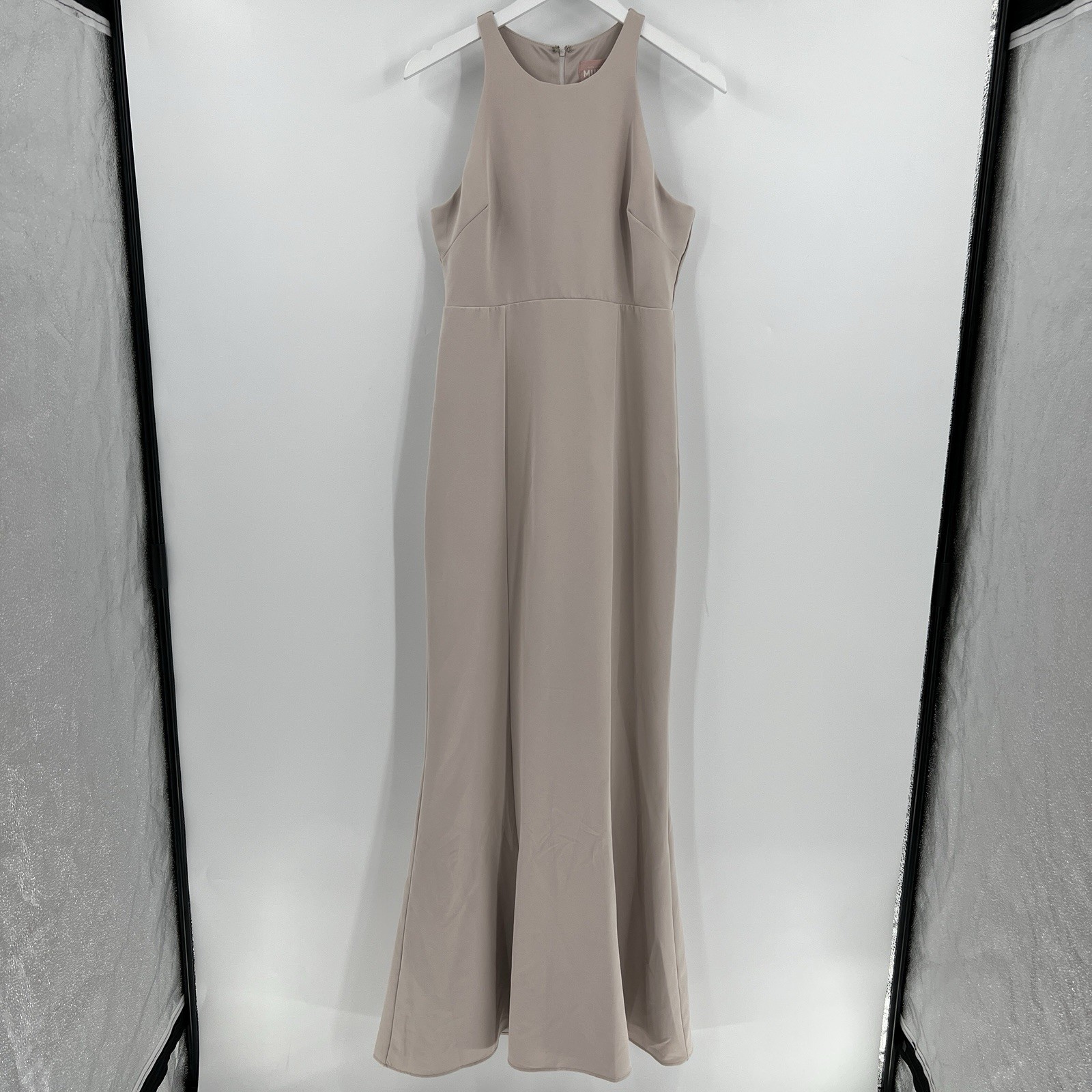 Show Me Your MuMu Womens Medium Chicago High Neck Gown Dress Cream Stretch Crepe