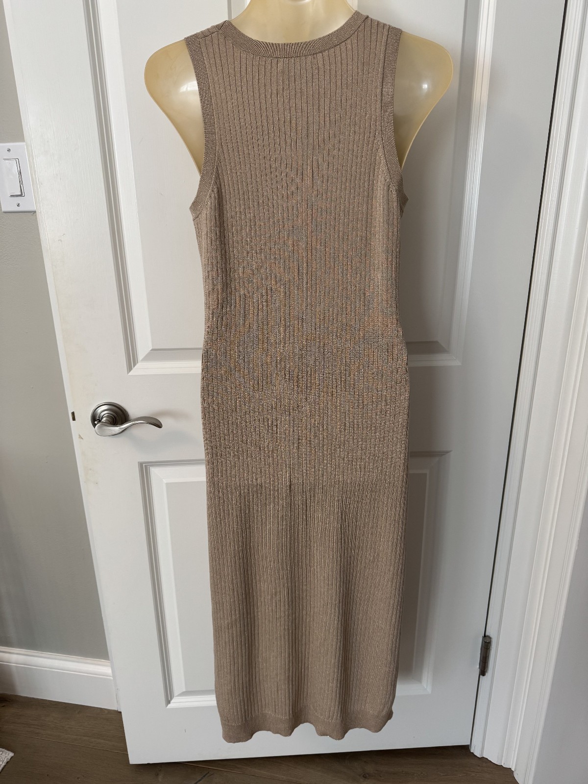 NWT Banana Republic Sweater Dress Gold Metallic Shimmer Ribbed Sleeveless SMALL