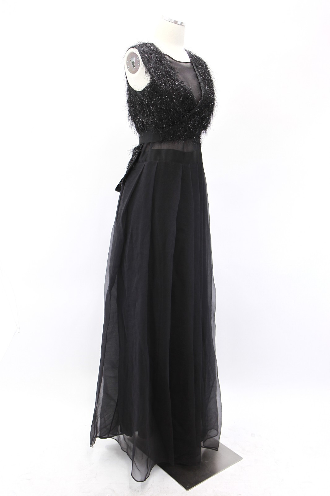 NWT$3795 Brunello Cucinelli 2In1 100% Silk Chiffon Gown W/Shiny Fringe Vest A181