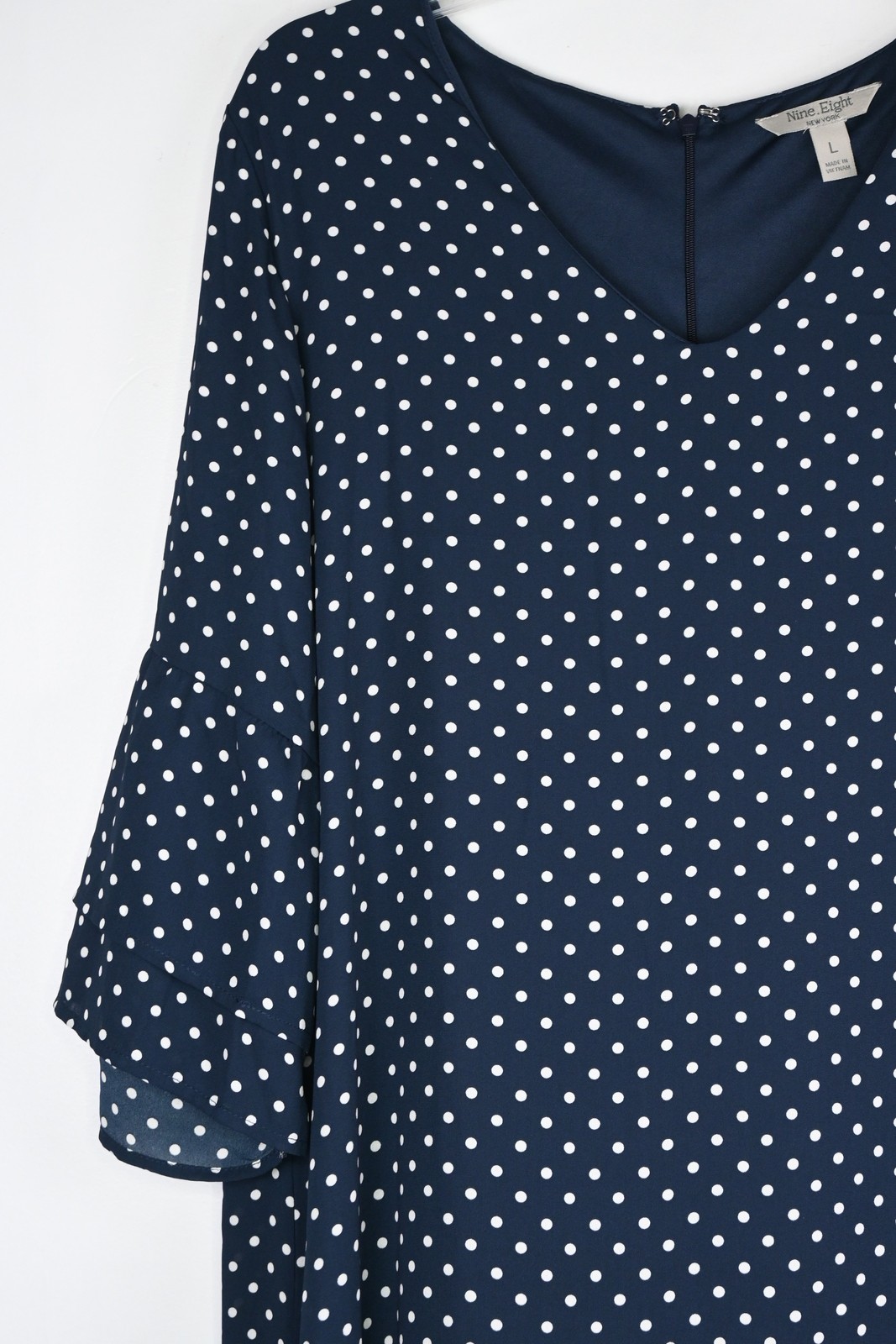 Women’s Nine.Eight New York Flounce Sleeve Shift Dress Navy-Dot Large