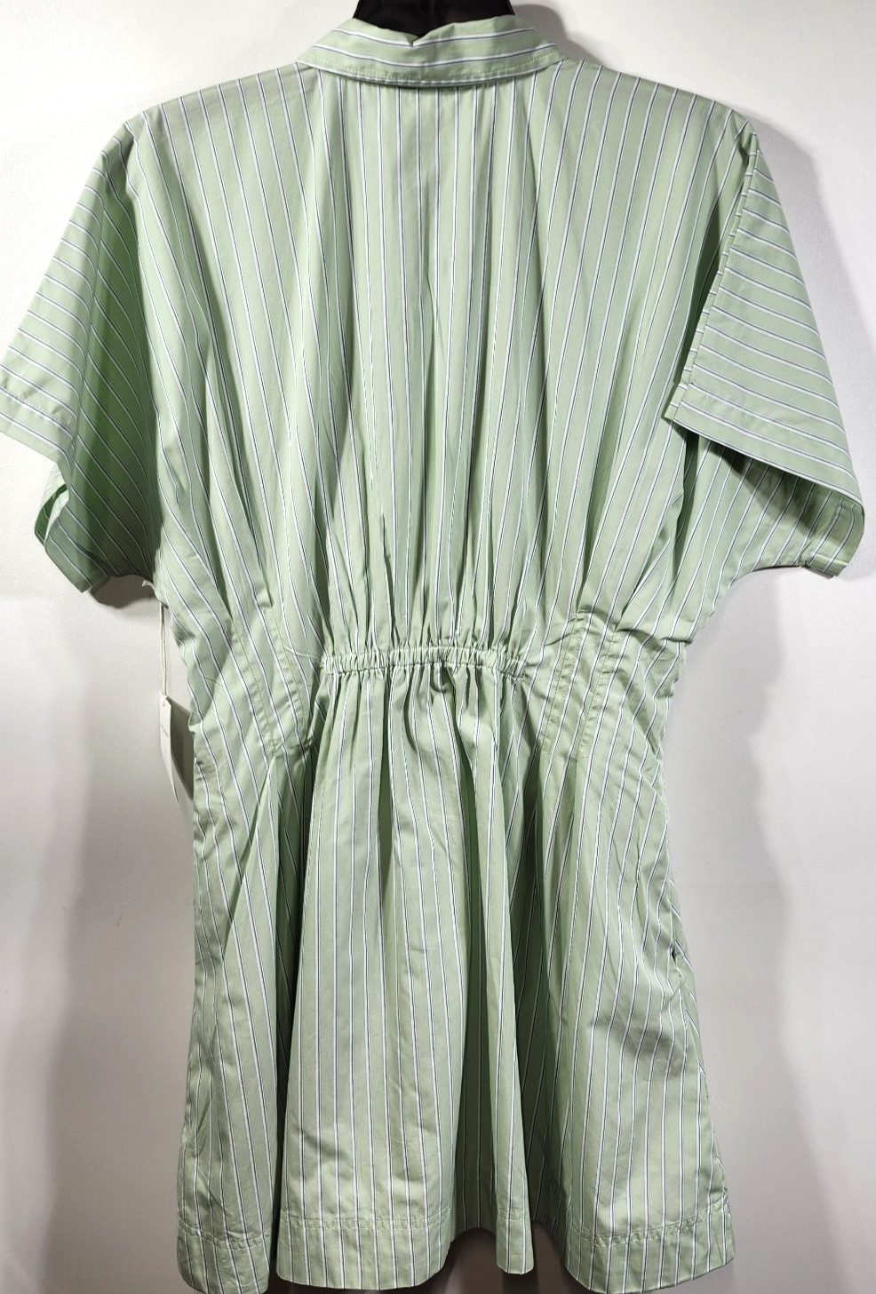 Free Assembly Women’s L Corset Mini Dress Green Striped Button NEW