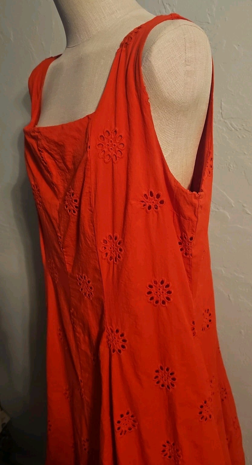 Free Assembly XXL Red Cotton Sleeveless Midi Dress.Lined, Smocked Back