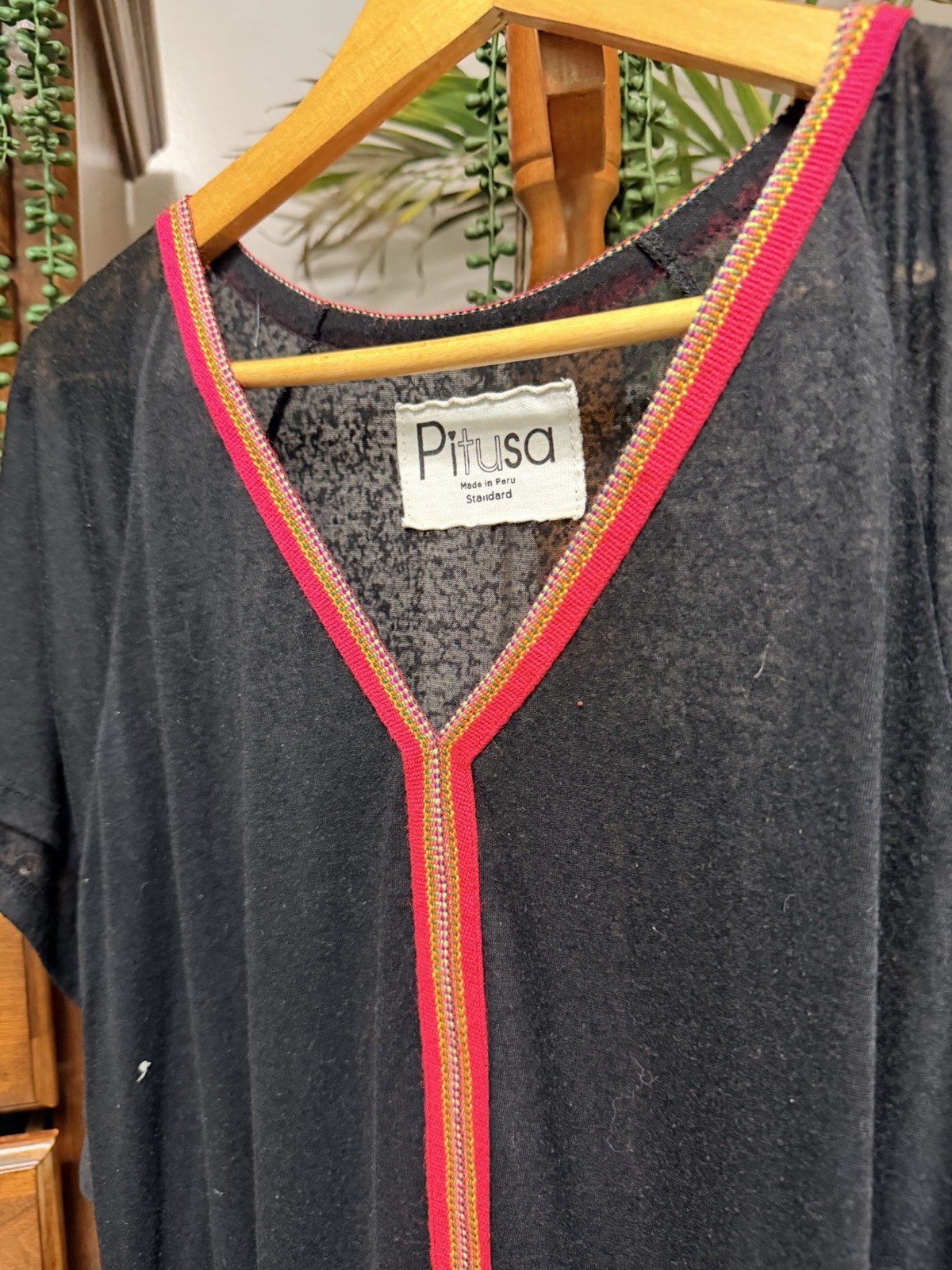 Pitusa Black Maxi Dress with Embroidered Trim