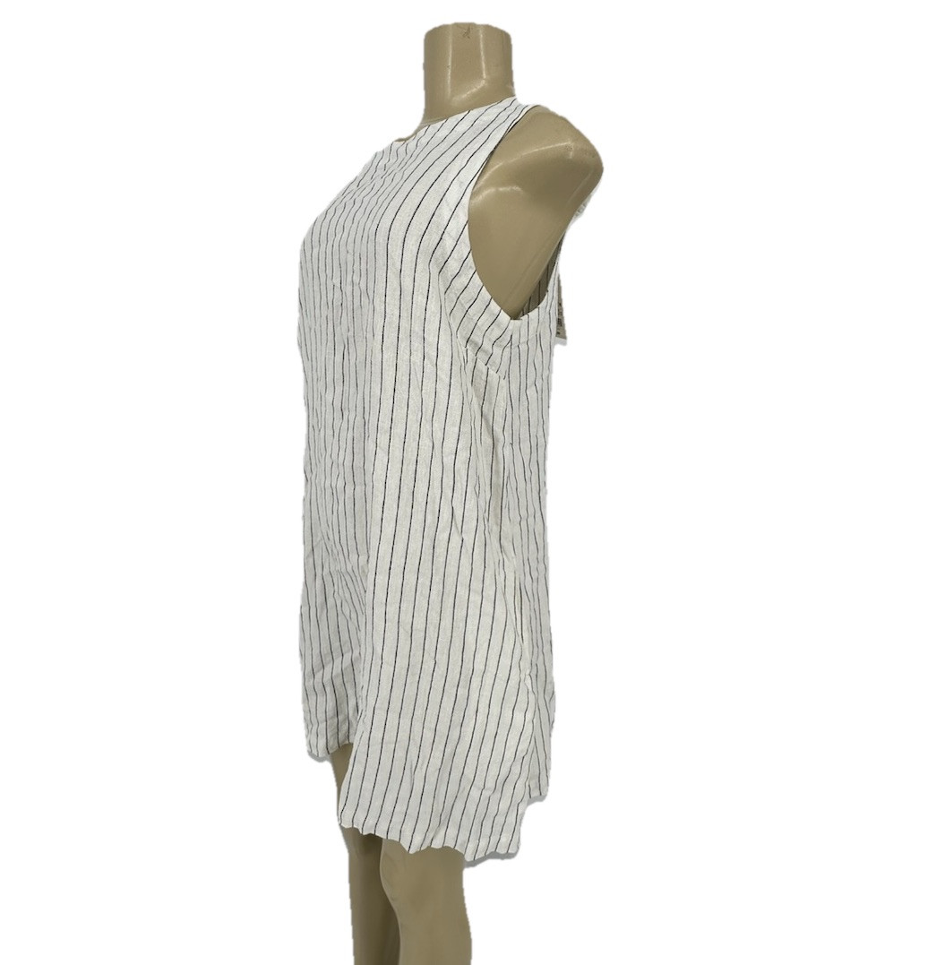 NEW A New Day Small Women Linen Blend Mini Shift Dress Striped Sleeveless F03