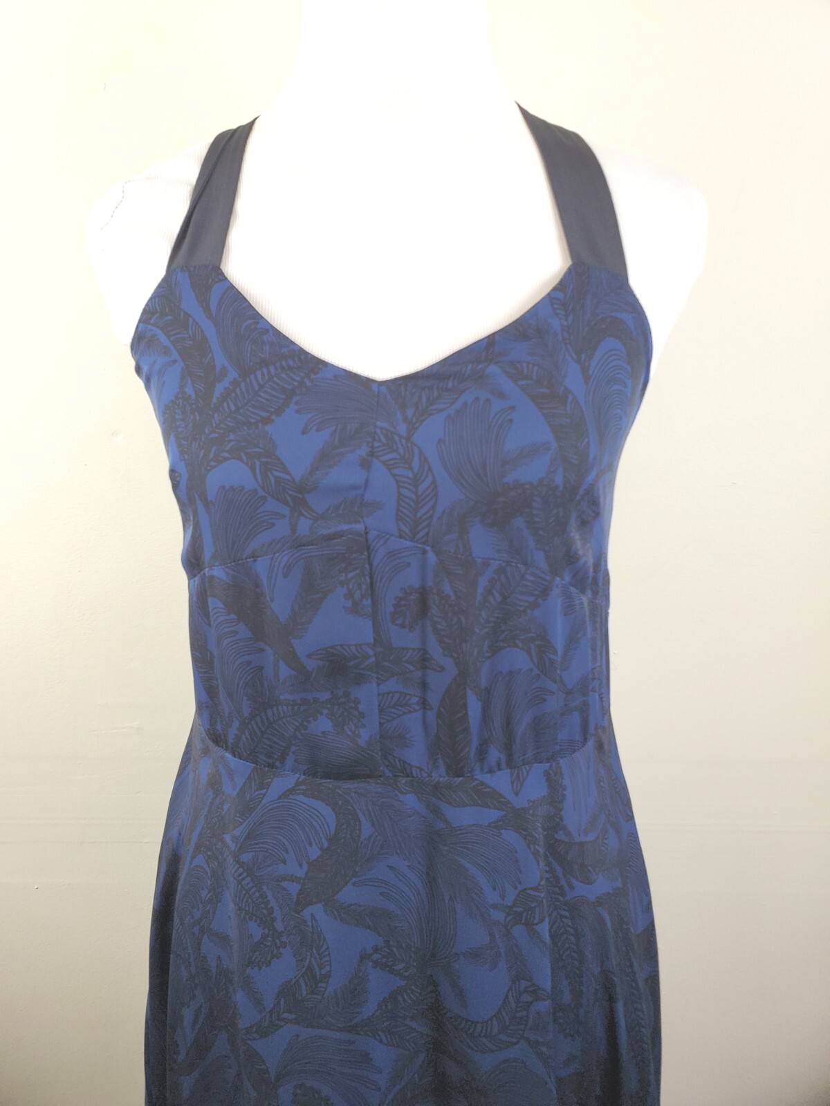 Derek LAM Womens 0 Midi Dress 100% Silk Blue DESIGNER Criss Cross Straps XS