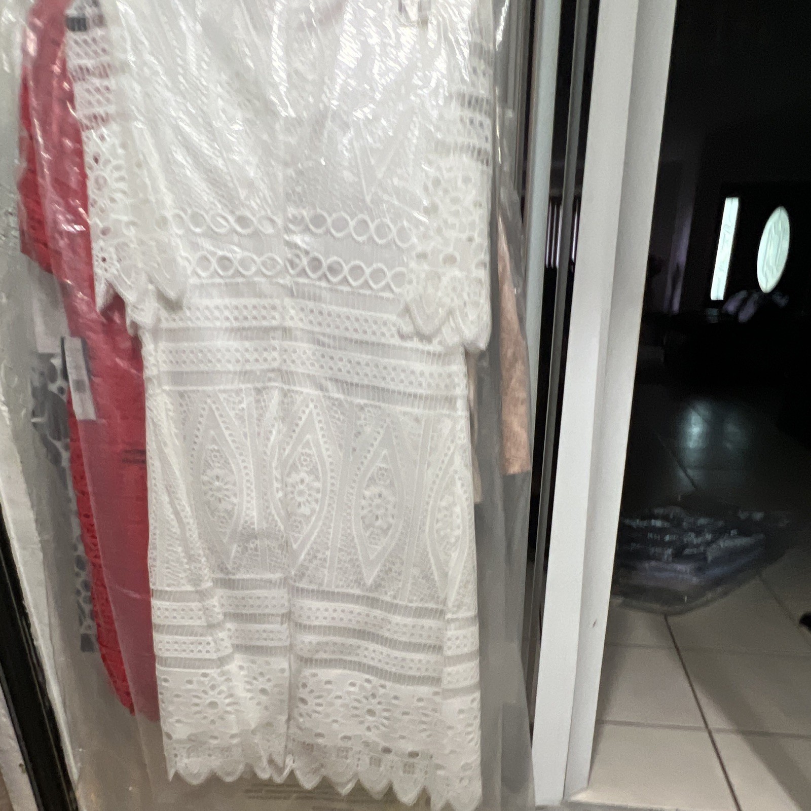 Giovanna Off White Floral Lace Maxi Dress 8 Short Sleeve Round Neck Zip D1569