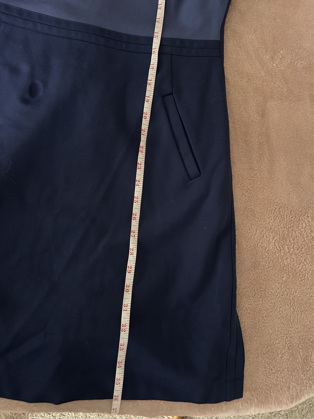 Lands’ End Women’s 10P Petite Blue Colorblock Ponte Sheath Dress Pockets Career
