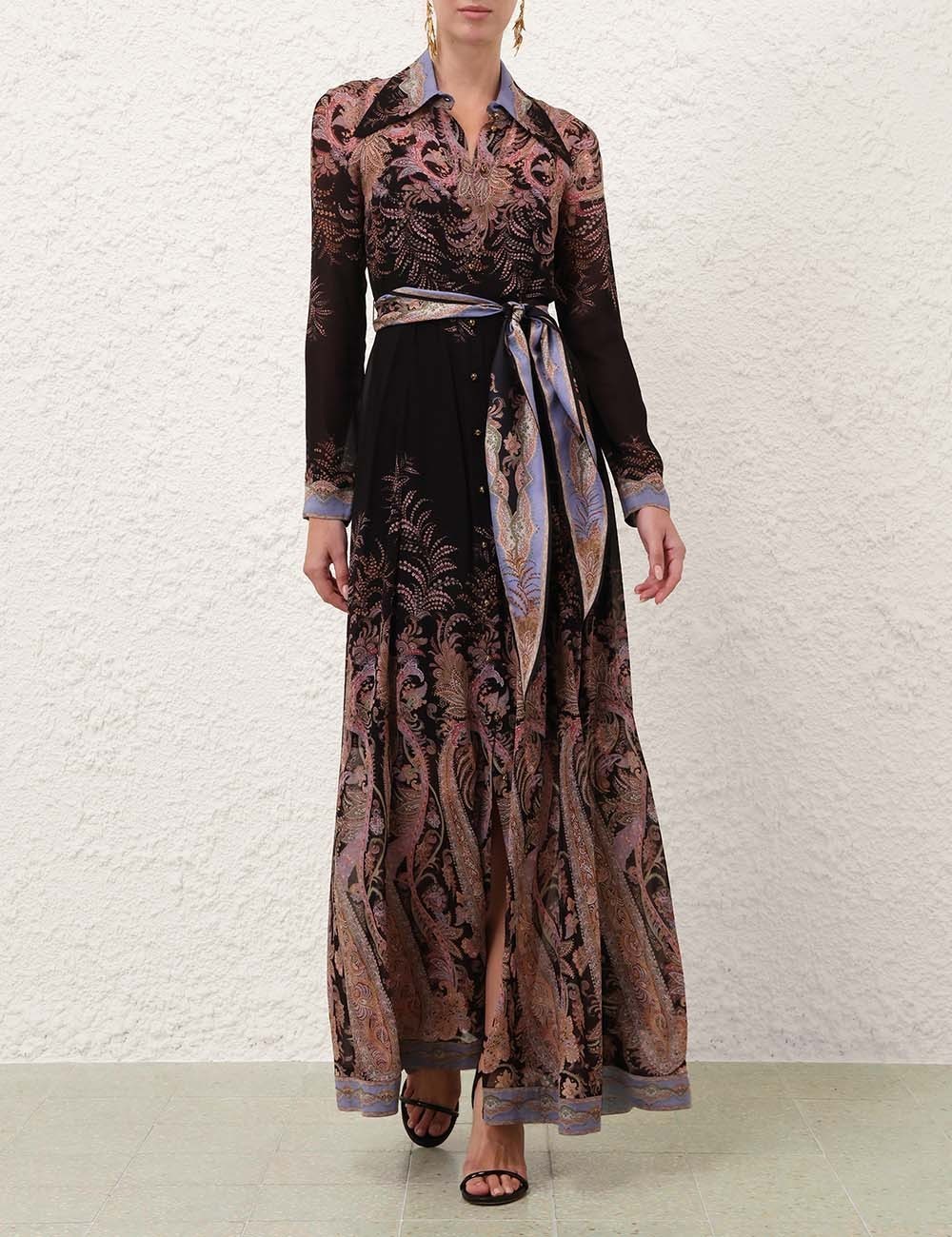zimmermann Alchemy Buttoned Sheath Dress, Black Paisley, Size XS/S , BNWT