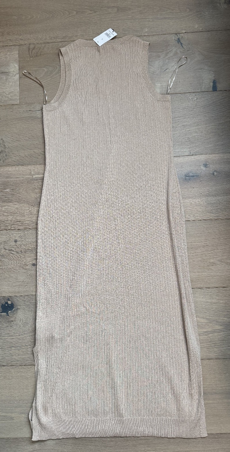 NWT Banana Republic Sweater Dress Gold Metallic Shimmer Ribbed Sleeveless SMALL