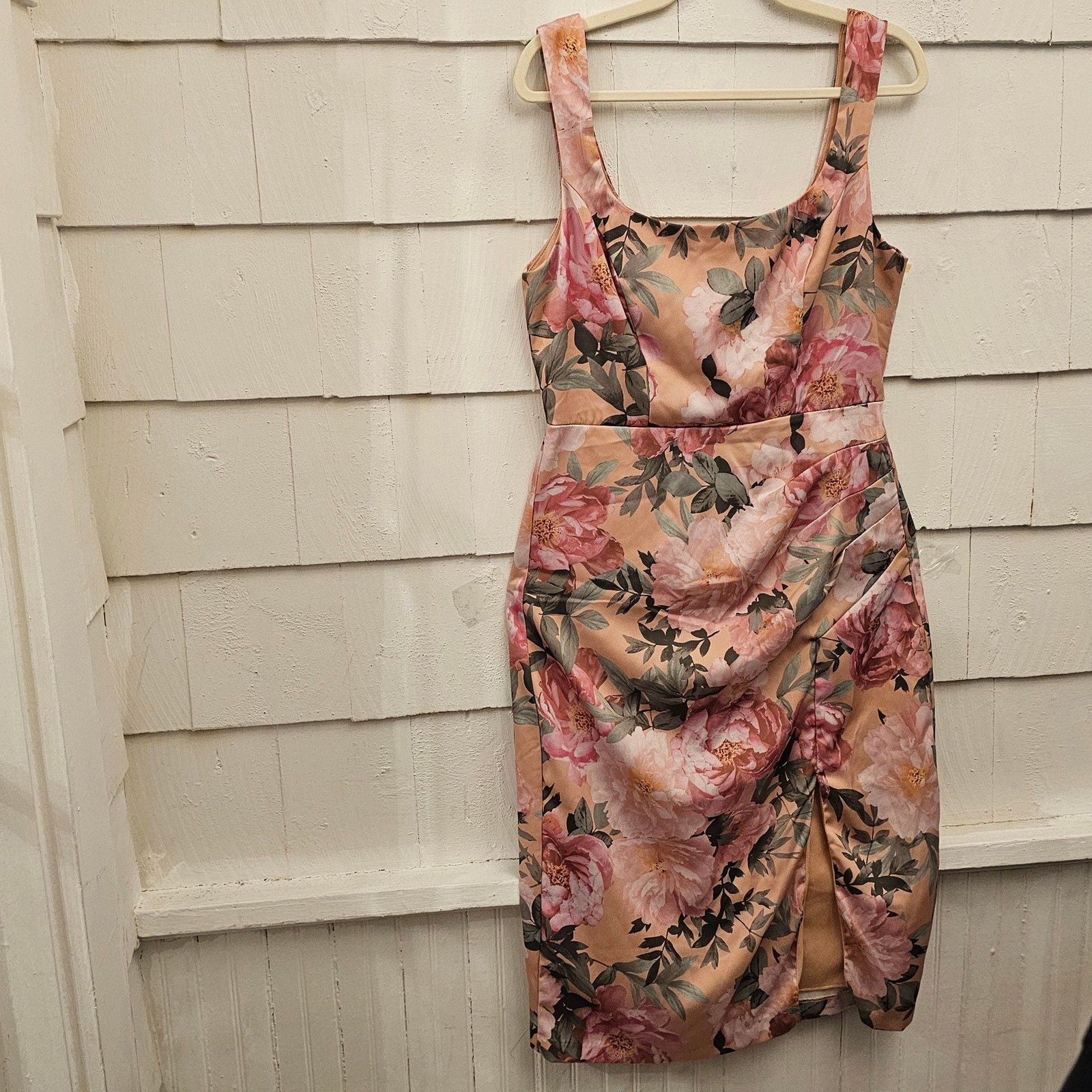 Premier Amour Floral Sheath Dress Womens Size 10 Pink Blush Sleeveless Cocktail