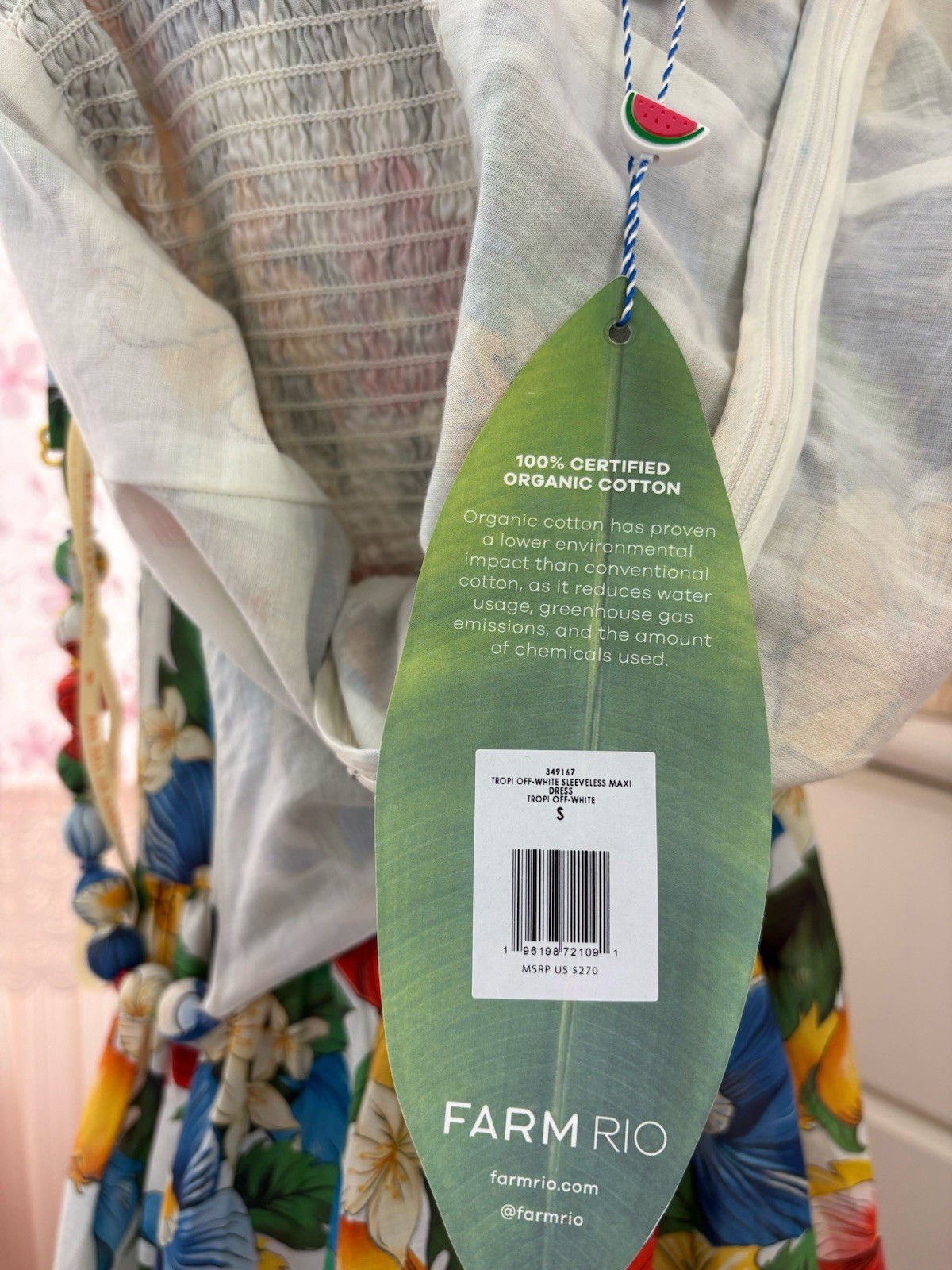 Farm Rio Off-White Tropi Embroidered Maxi Dress Size Small