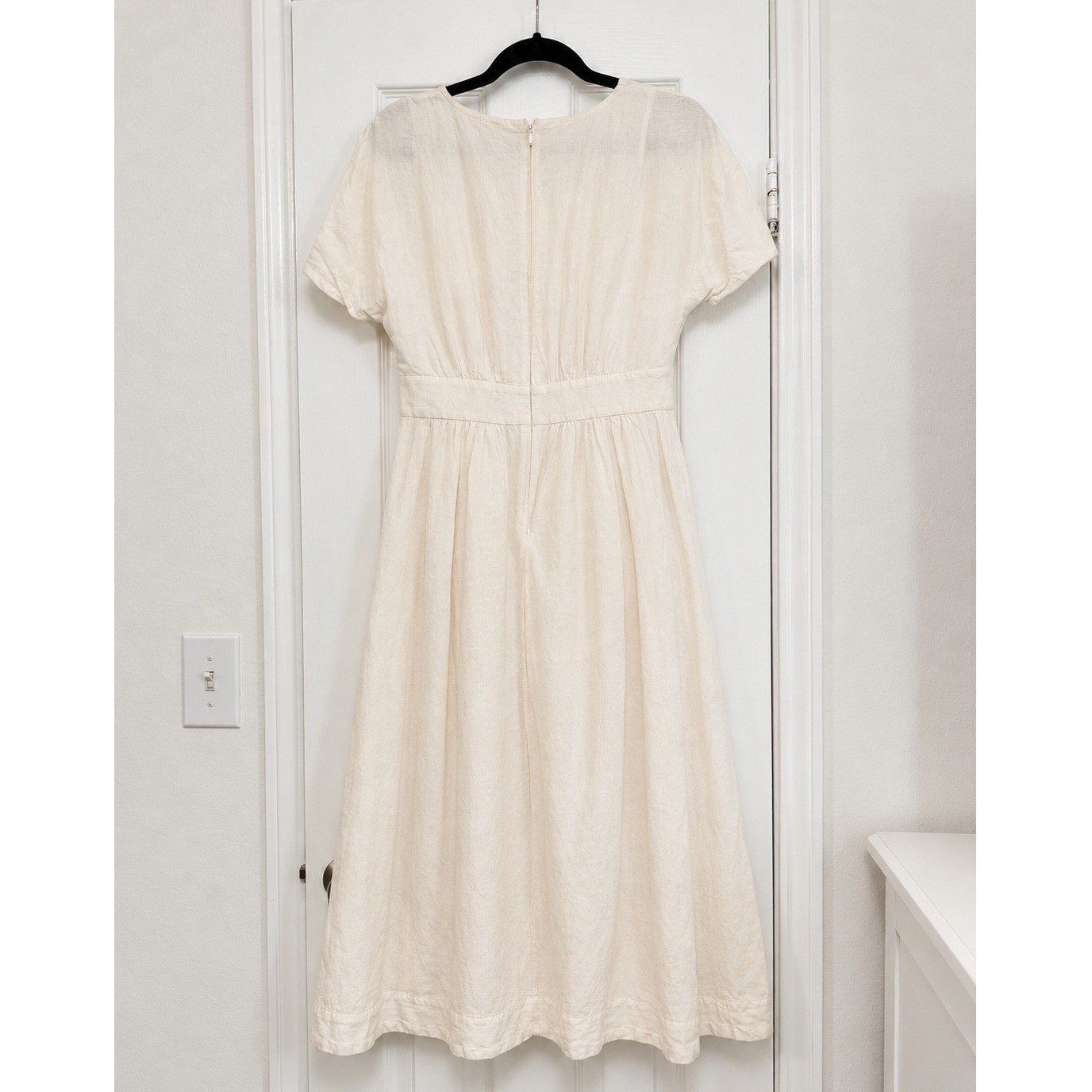 Madewell Linen Blend Dolman Sleeve Midi Dress Ivory Cream Size 4 Pockets