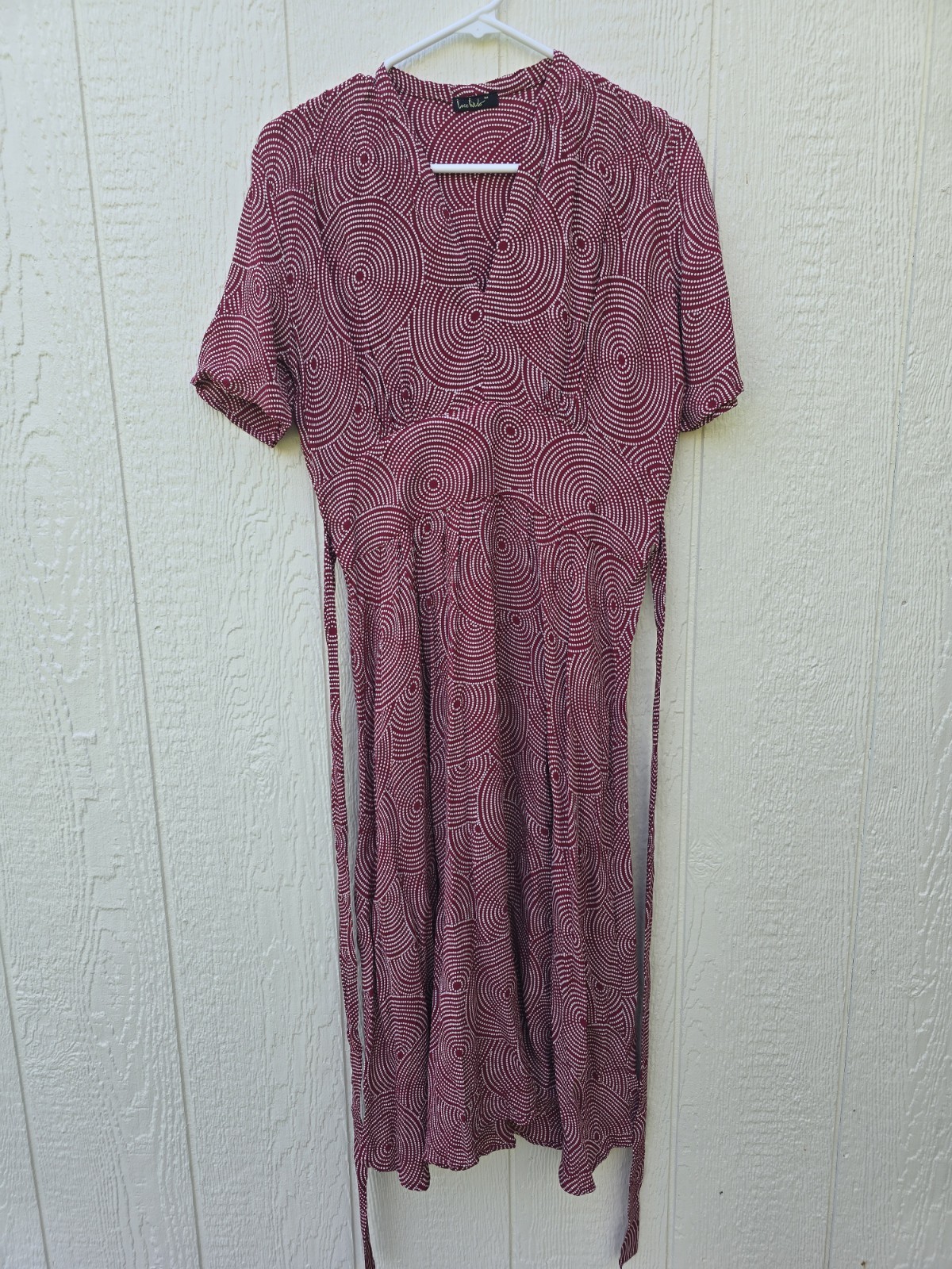 Loco Lindo Vintage 1940s Day Dress Red Geo Funky Atomic Print, Size M