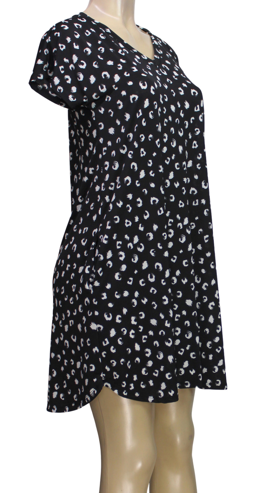 Heimish USA Women’s Shift Dress Short Sleeve Stretch Black Sheer Size S
