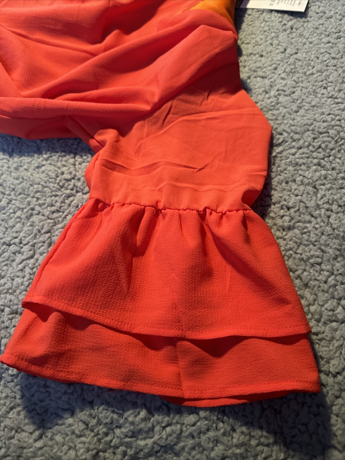 V-Neck Orange Bell Sleeve Shift Dress Mini Dress Sz XL By Belongsci