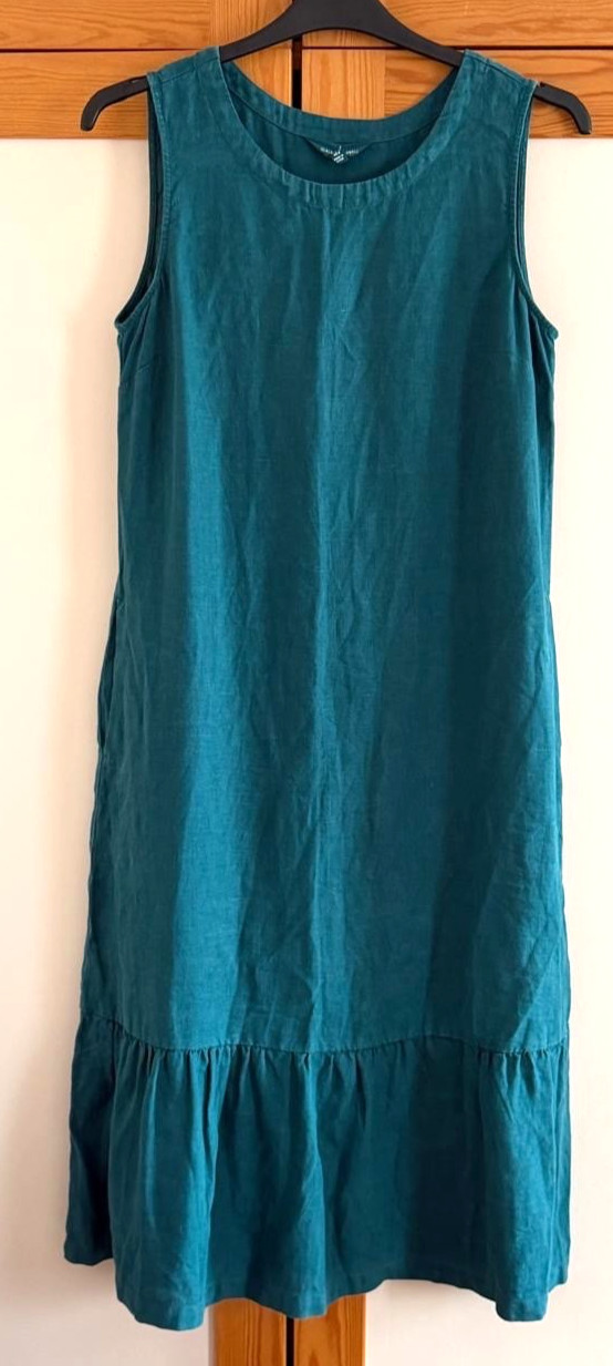 Seasalt Distant Sea Women’s Emerald Linen Midi Dress Size UK 12