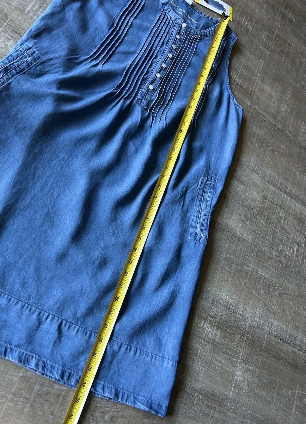 Coldwater Creek Tencel Chambray Dress Small NWT Pintuck Sleeveless Pockets