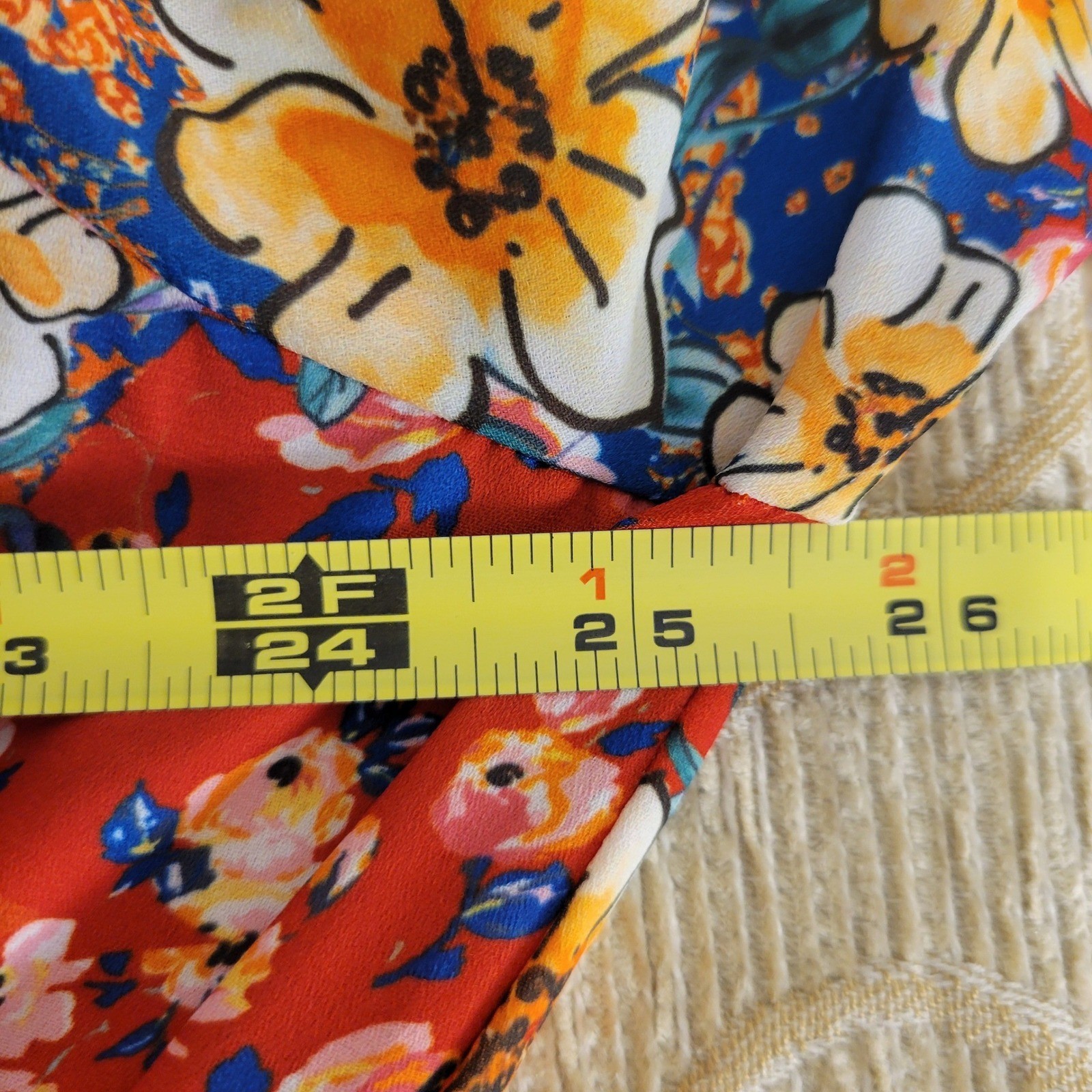 Emery Rose 2XL Red Floral Boho Tiered Long Sleeve V-Neck Tie Dress NWT