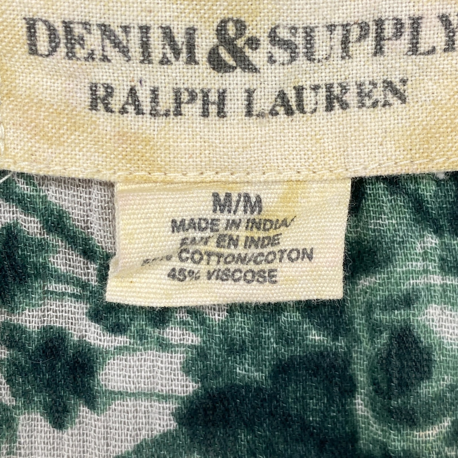 DENIM SUPPLY RALPH LAUREN Dress M Floral Babydoll Mini Gauze 3/4 Sleeve Green