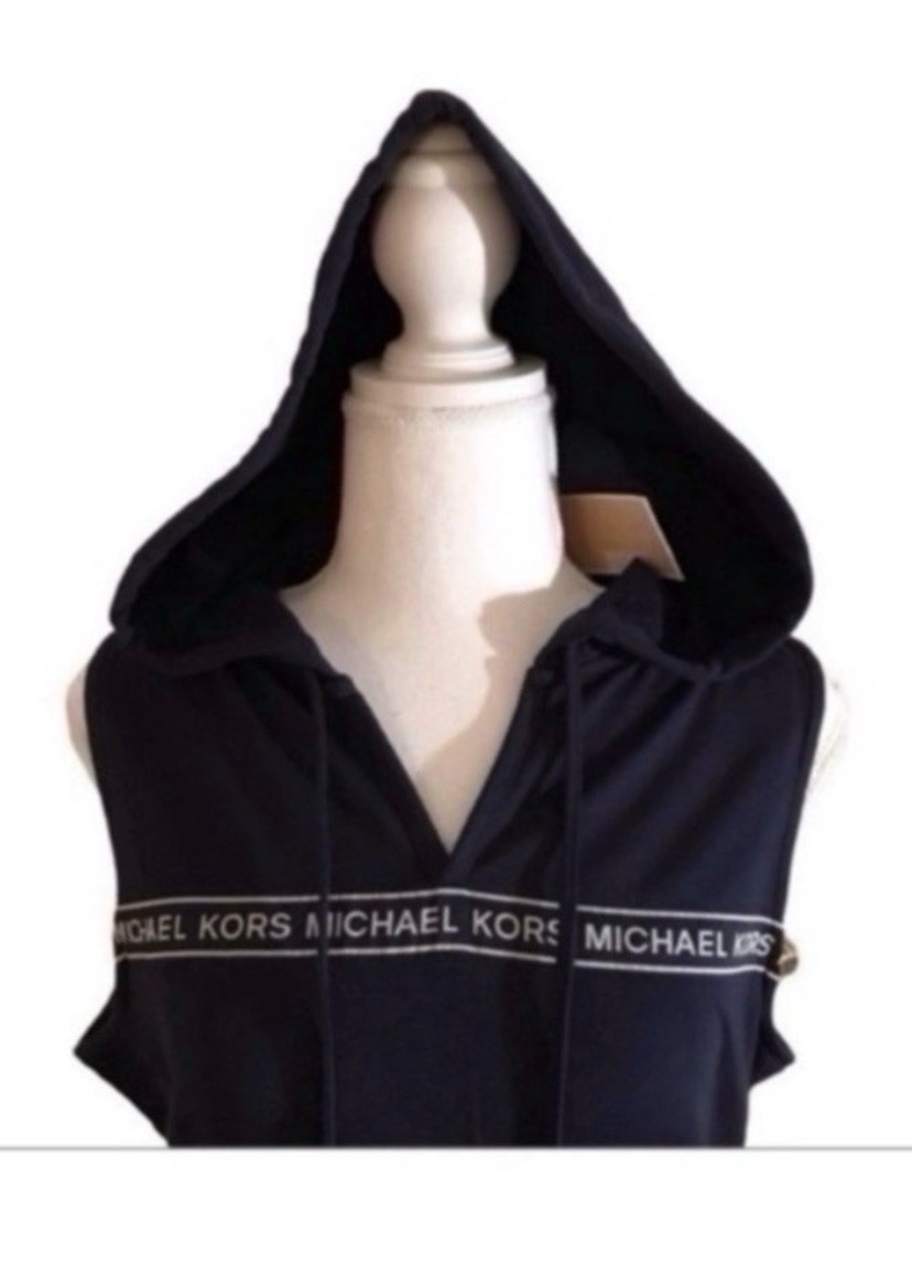 Michael Kors Navy Hooded MK Logo Dress Size Small New!