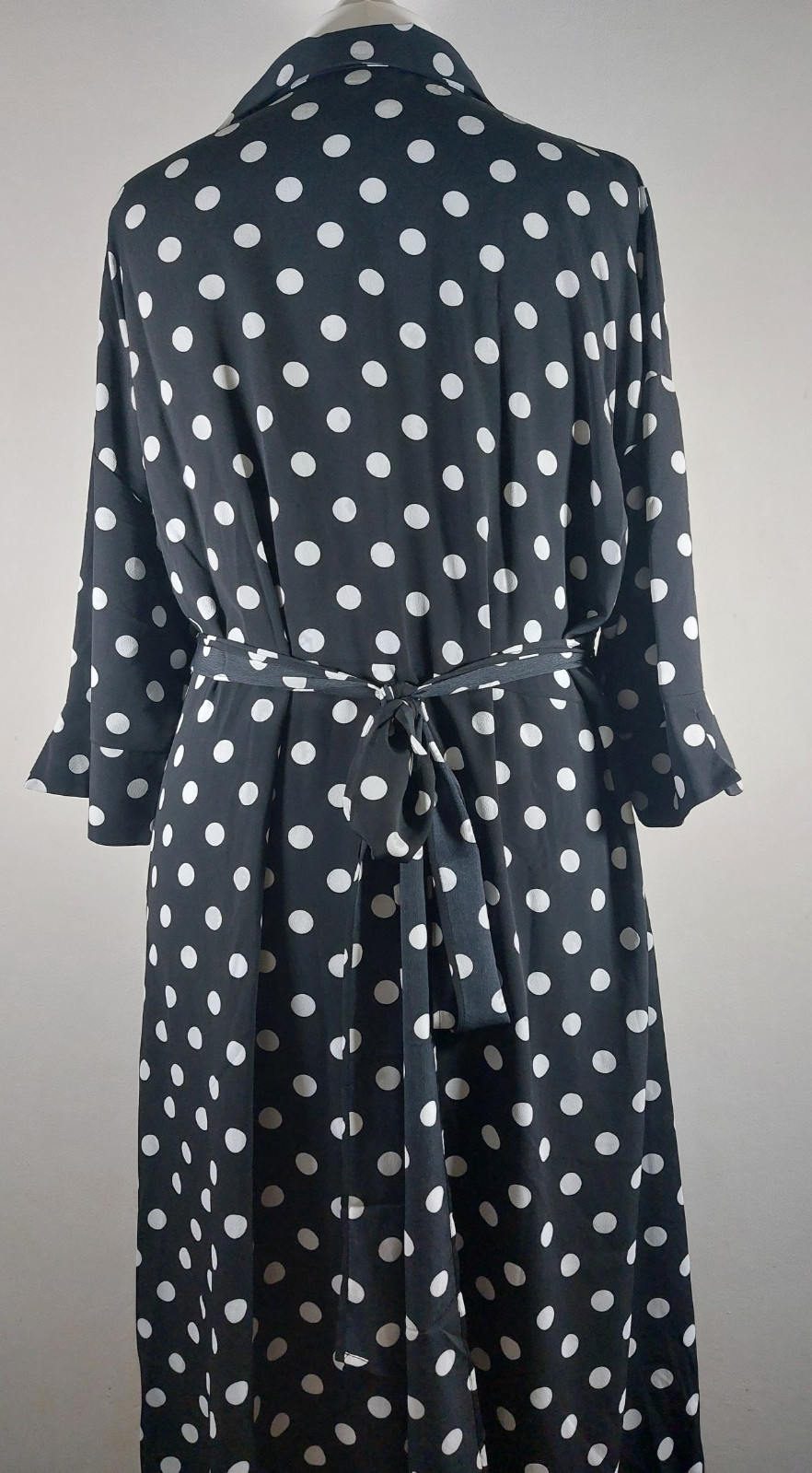 Manon Baptiste Black & White Polka Dot Wrap Dress UK 20 EU48 Tie Belt Midi