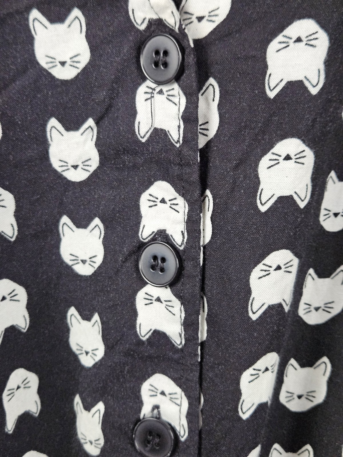 Mimi Chica Women’s 3X Cat Face Novelty Button-up Sleeveless Dress Whimsical