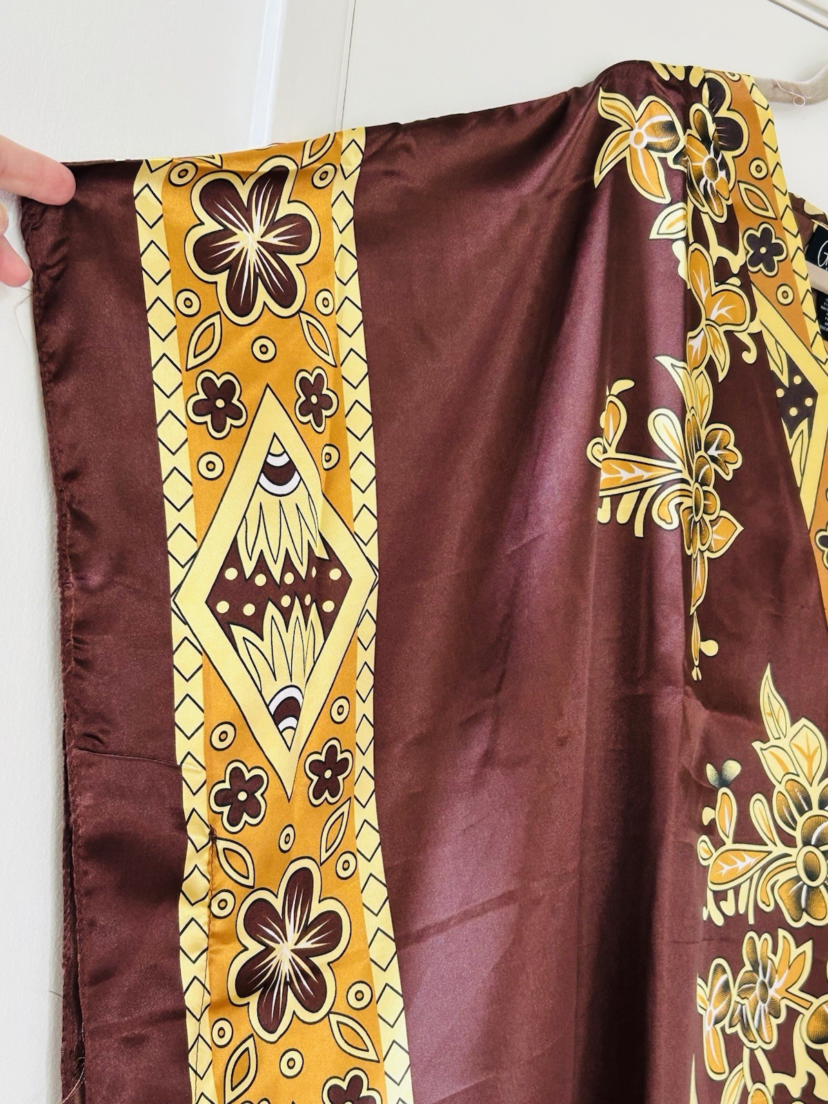 XL/1X/2X/3X New Brown Yellow Gold Print Maxi Kaftan Beach Cover Dress Versace