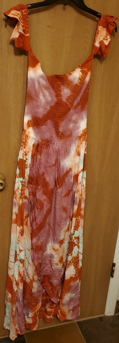 YFB Young Fabulous & Broke – SMALL – Tie Dye Dress – Off Shoulder – Frida Maxi