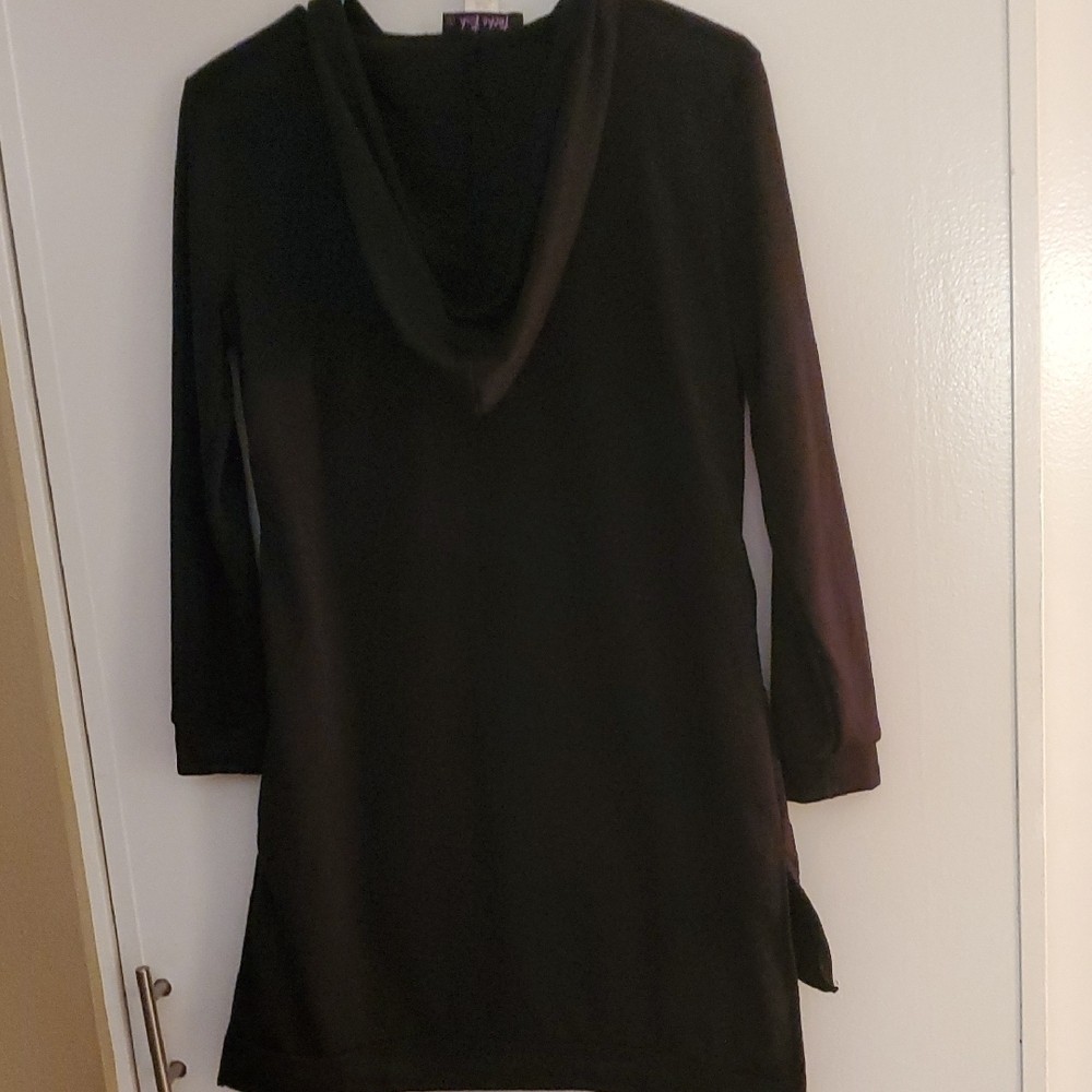 Black and Gold Graphic Hoodie Dress