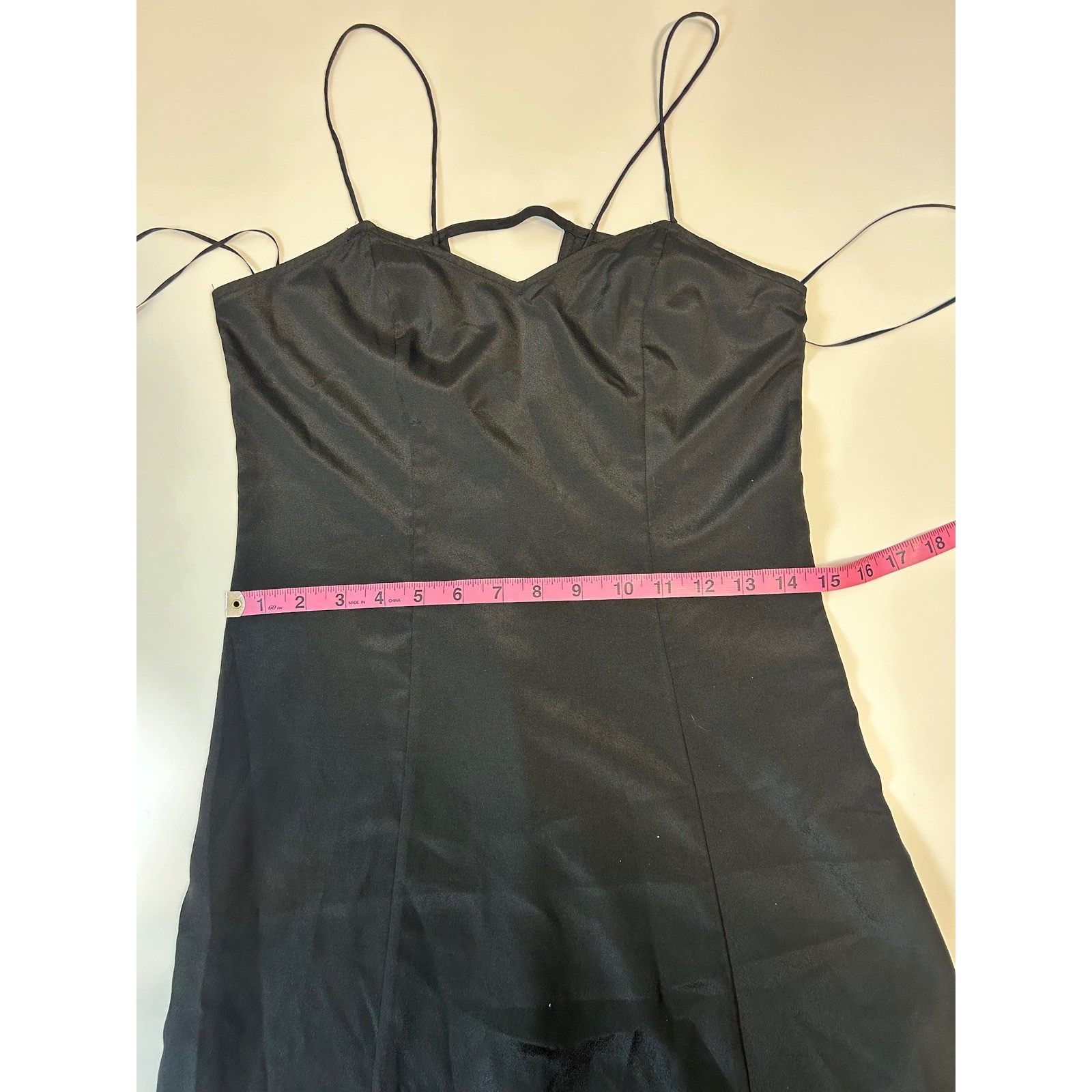 A|X Armani Exchange Black Satin Maxi Slip Dress Open Back Size 4 Minimalist