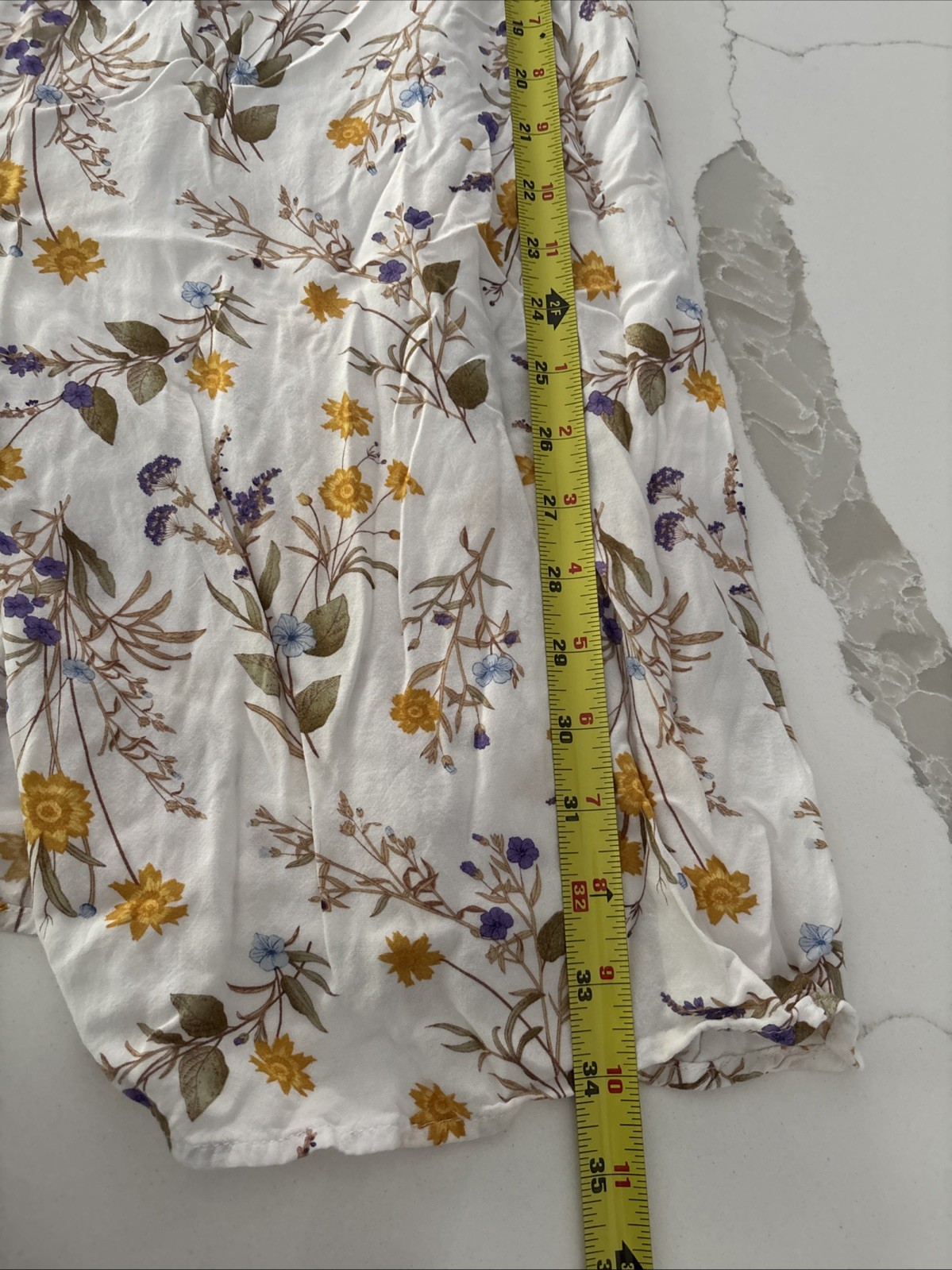 Blue Rain Women’s Dress Floral White Spring/Summer Dress Side Slit Size Small