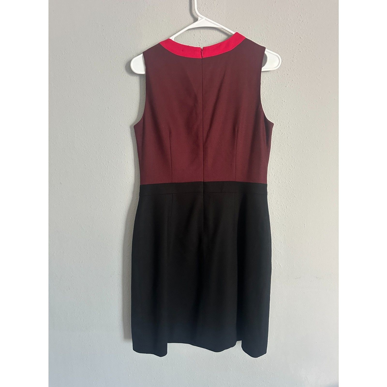Boden Women’s Wool Colorblock Sheath Dress Size 6 S Burgundy Black Pink