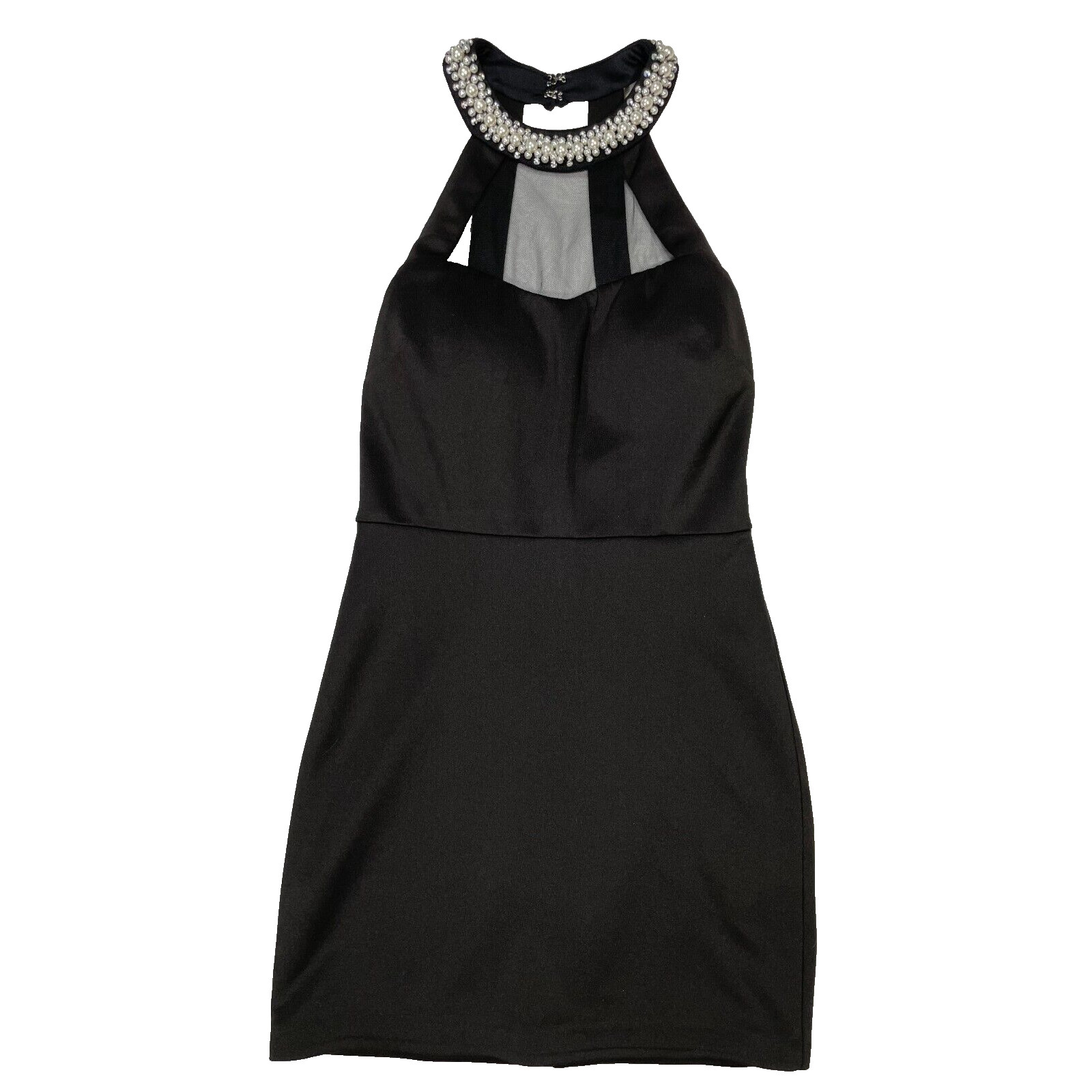 Speechless Black Rhinestone Collar Halter Bodycon Cocktail Dress Sz 3