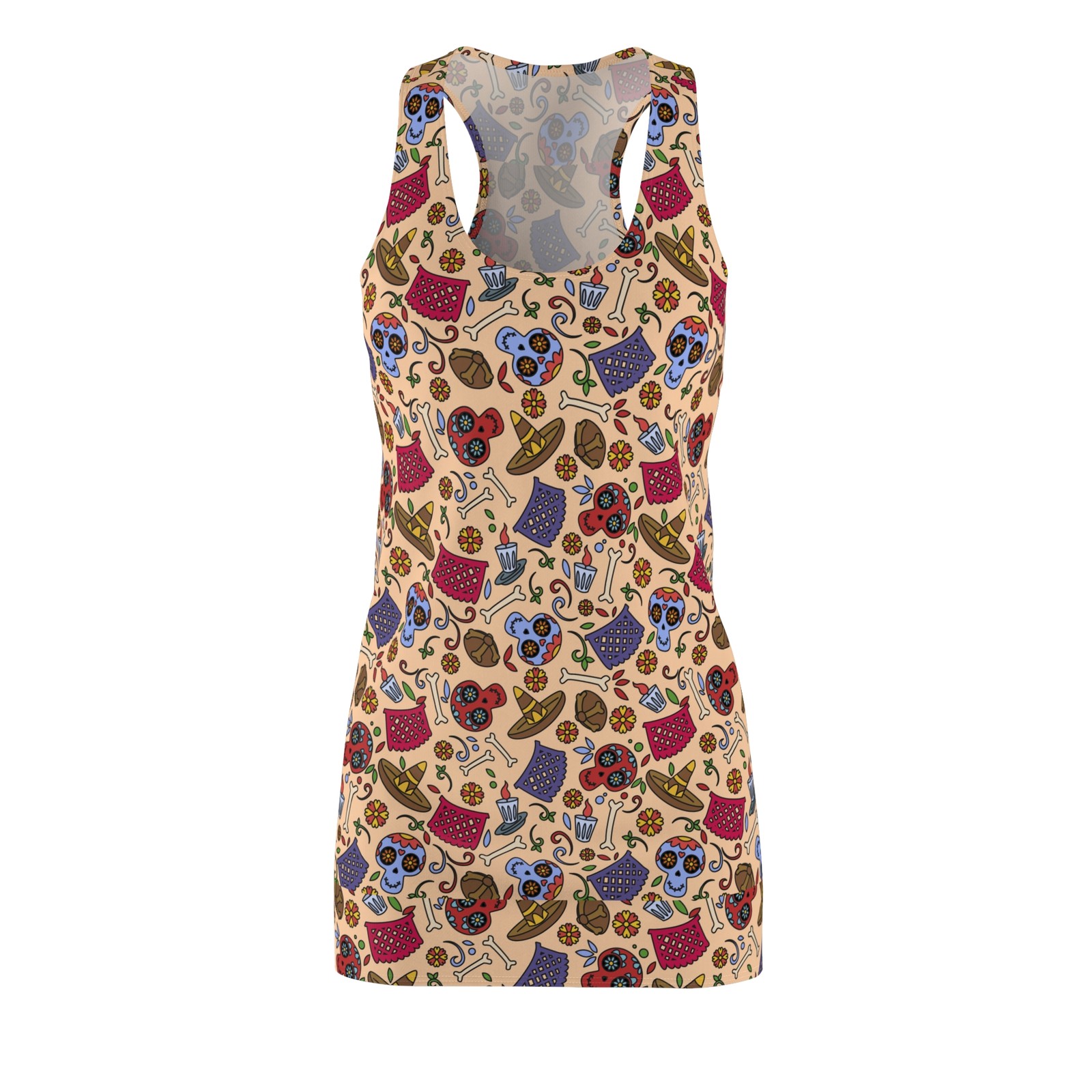 Colorful Floral Folk Pattern Racerback Dress | AOP