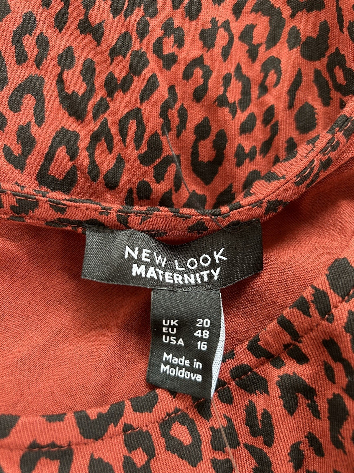 New Look Maternity Dress Women’s Leopard Print Tie Long Sleeve Midi Size 20 BNWT