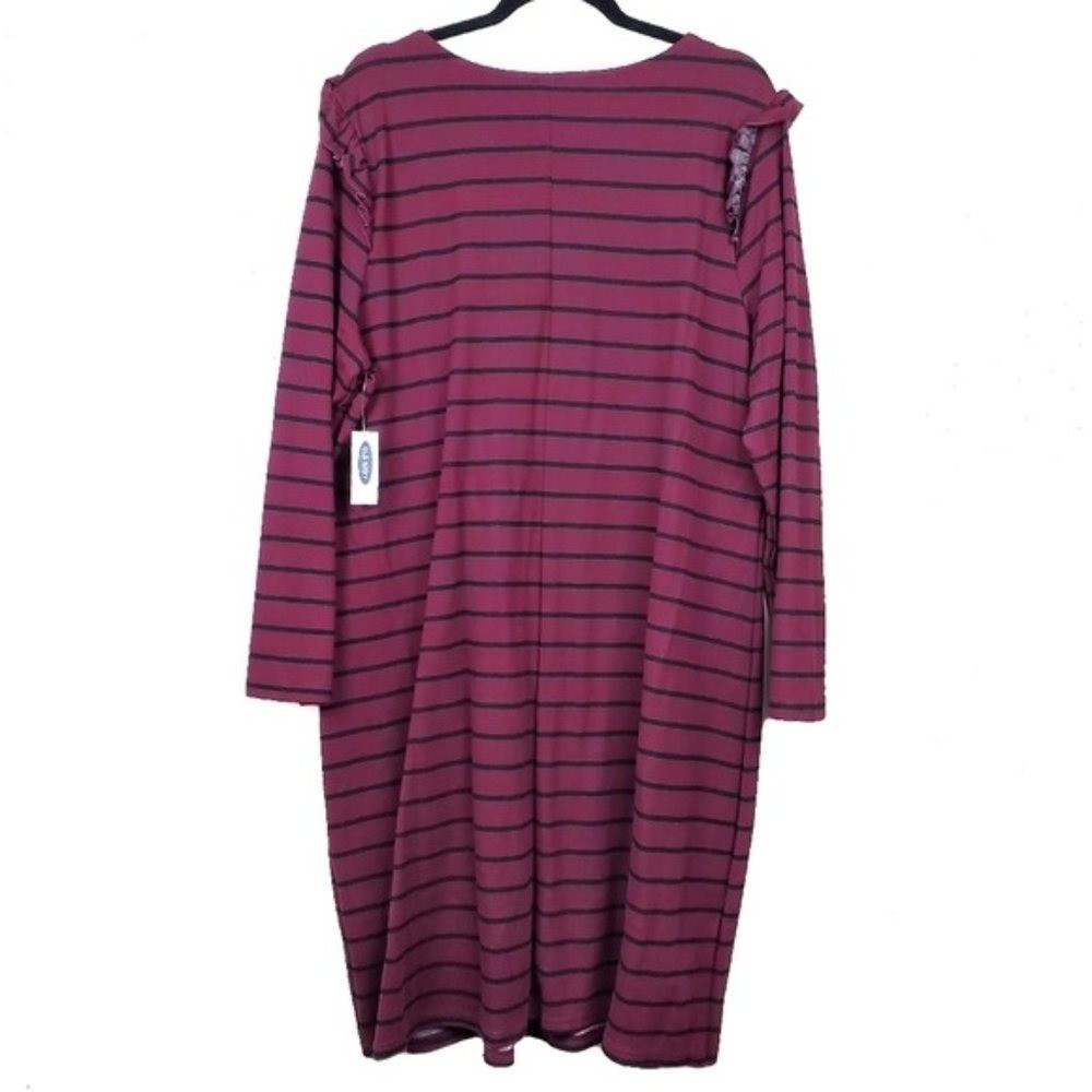 Old Navy Womens Long Sleeve Shoulder Ruffle Stripe Shift Dress Size XXL NWT