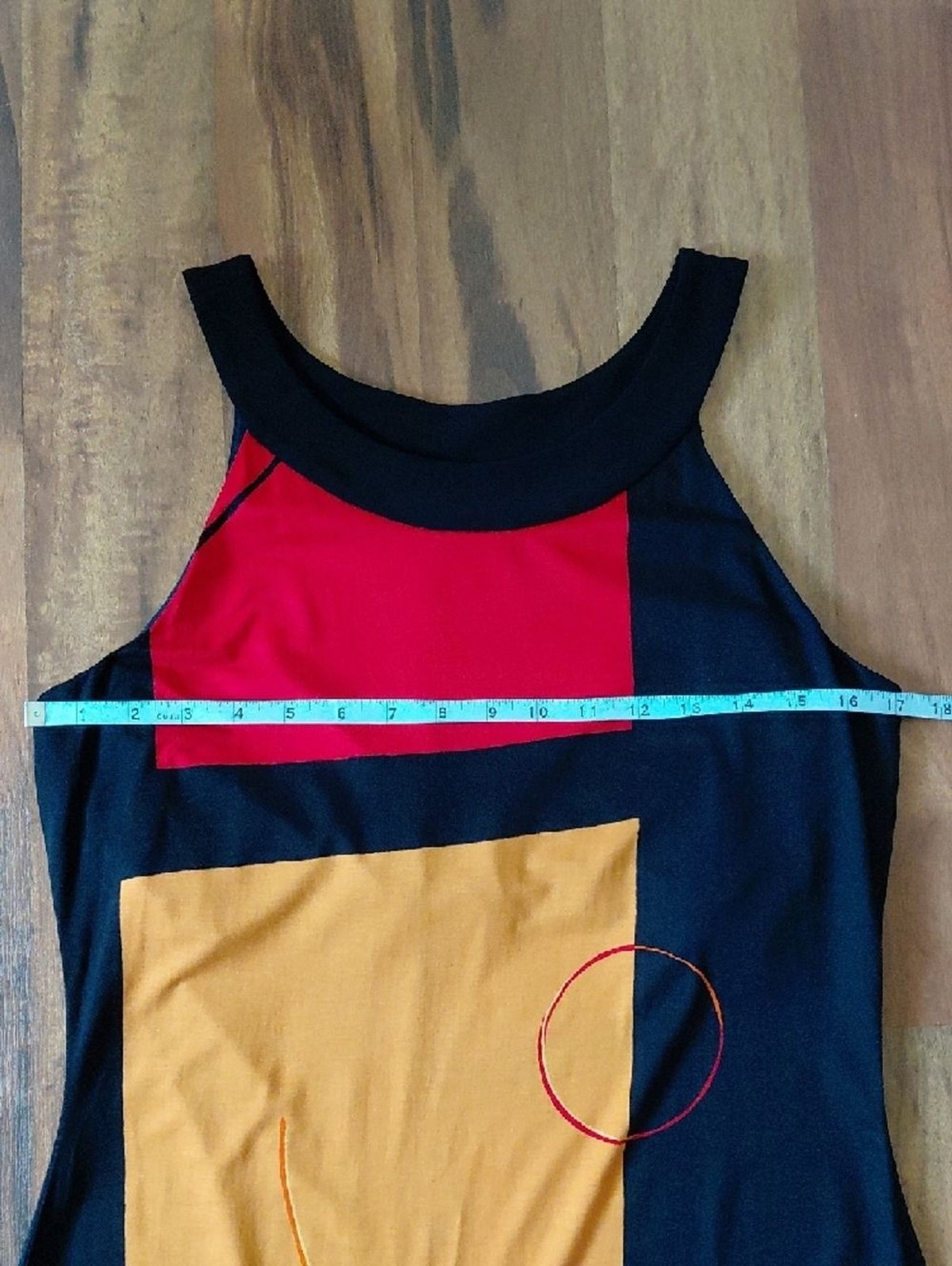 Joseph Ribkoff Artsy Colorblock Shift Dress Halter Black Red Orange Sleeveless
