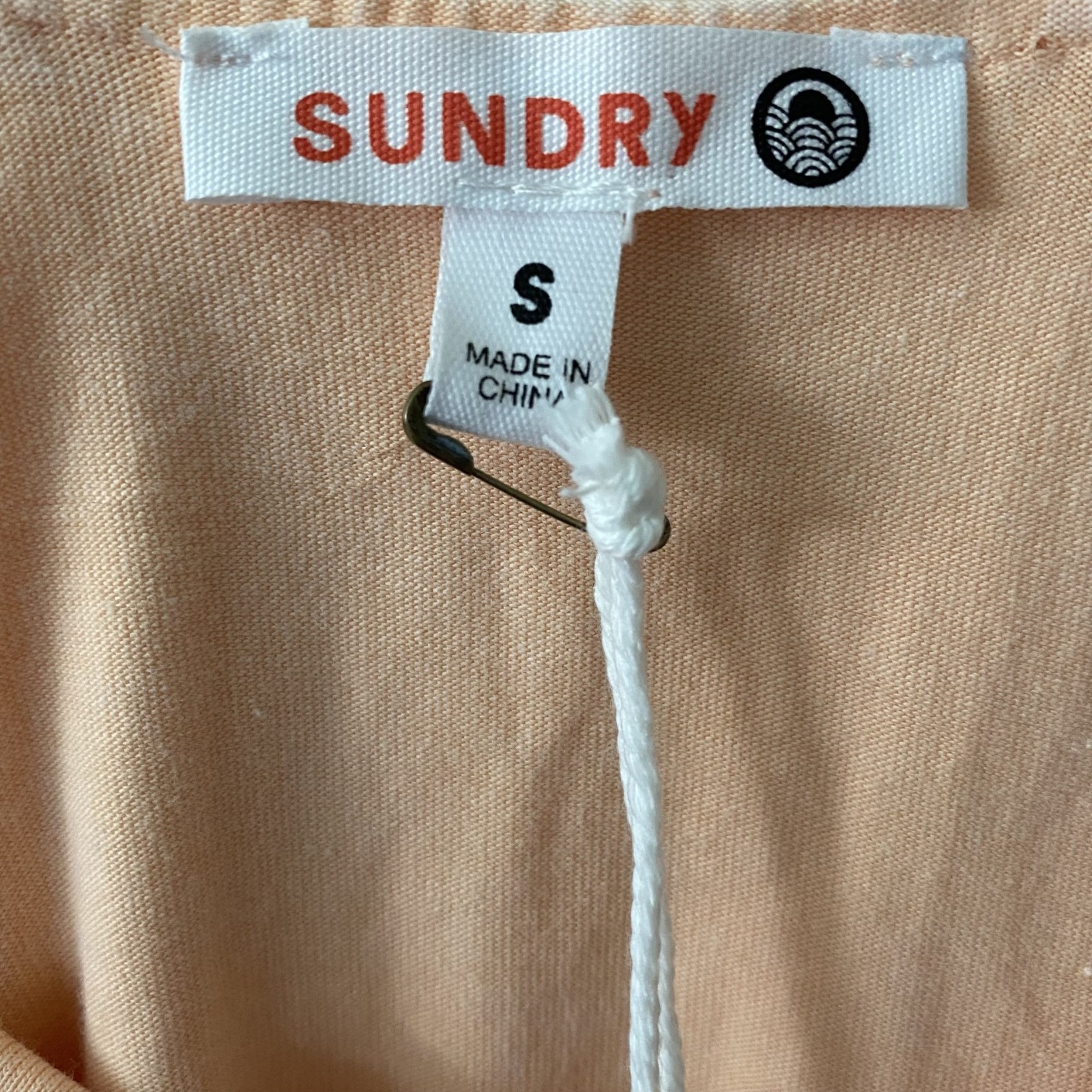 NWT Sundry Anthropologie Mini Dress Built-In-Shorts Scrunch Strap Peach Sz S