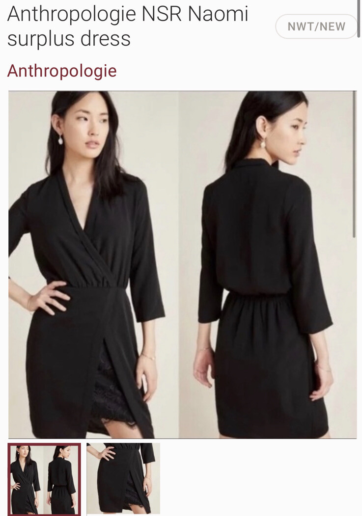 Anthropologie NSR Naomi mini modest office black dress minimalist Size S