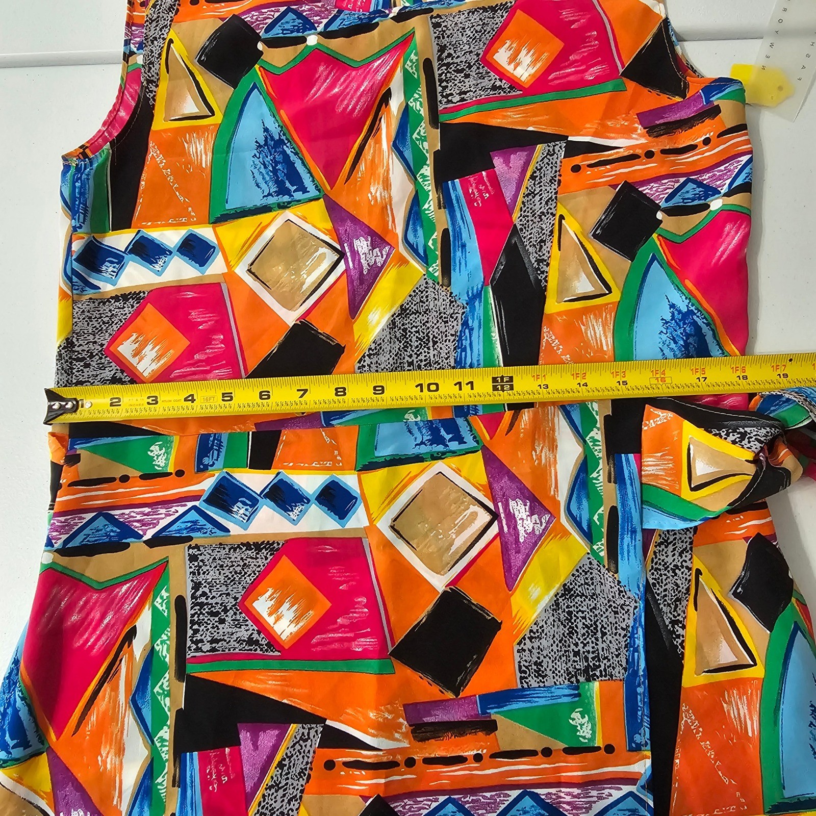 Vintage Rikki Sue Maxi Dress M Deadstock Memphis Geometric Abstract USA 90s Art