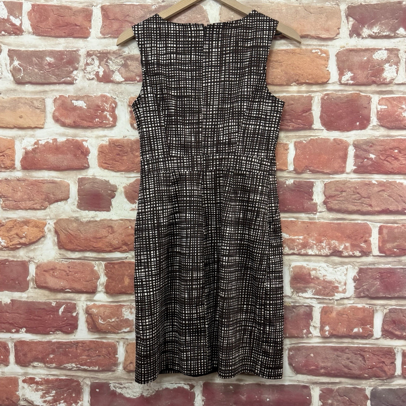 The Limited Womens Dress 4 Brown White Plaid Abstract Casual Career Zip Up