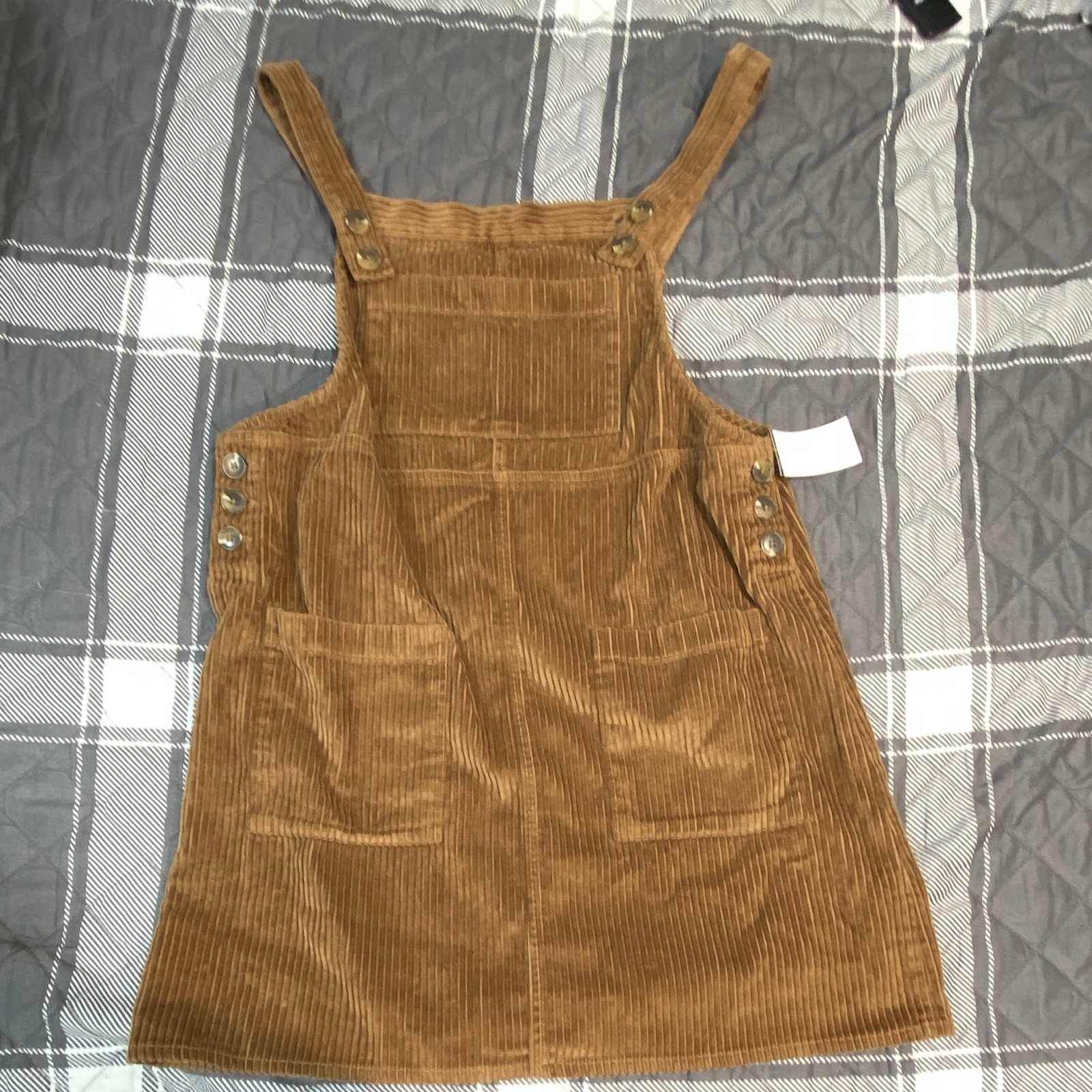 Wild Fable Brown Corduroy Overall Dress w/ Pockets Square Neck Size M