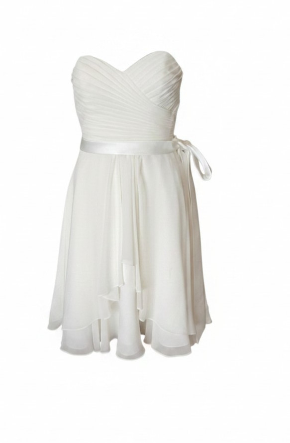 Mori Lee by Madeline Gardner ivory Strapless knee length cocktail Dress size 4