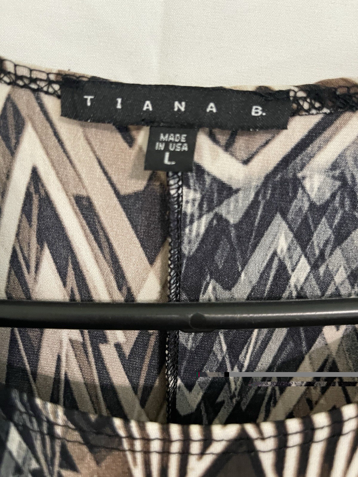 Tiana B. Women’s Shift Dress Black/Brown Geometric Round Neck Jersey L