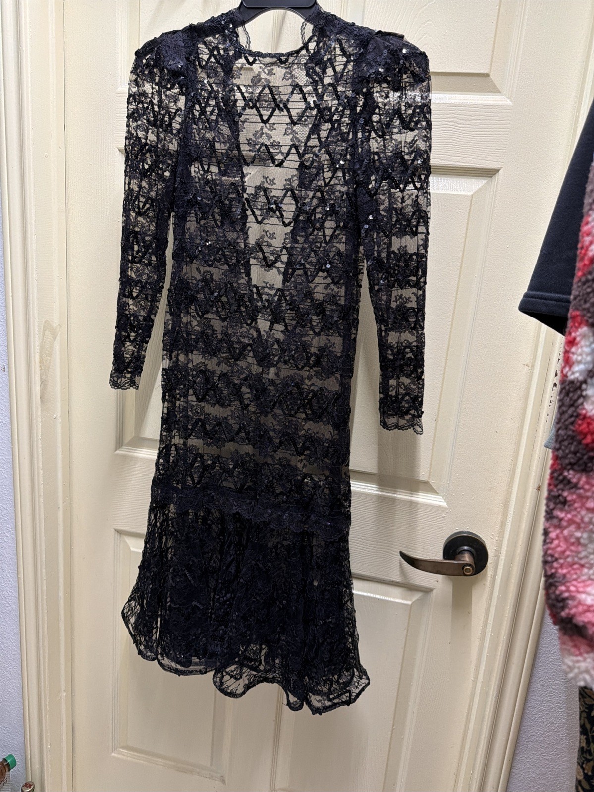 Long Sleeve Lace Black Sequin Dress Unbranded Size 6 Dry Clean Only