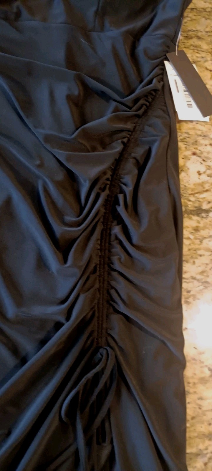 Women’s City Vibe Black Strapless Sweetheart Ruched Satin Bodycon Dress, Size 11