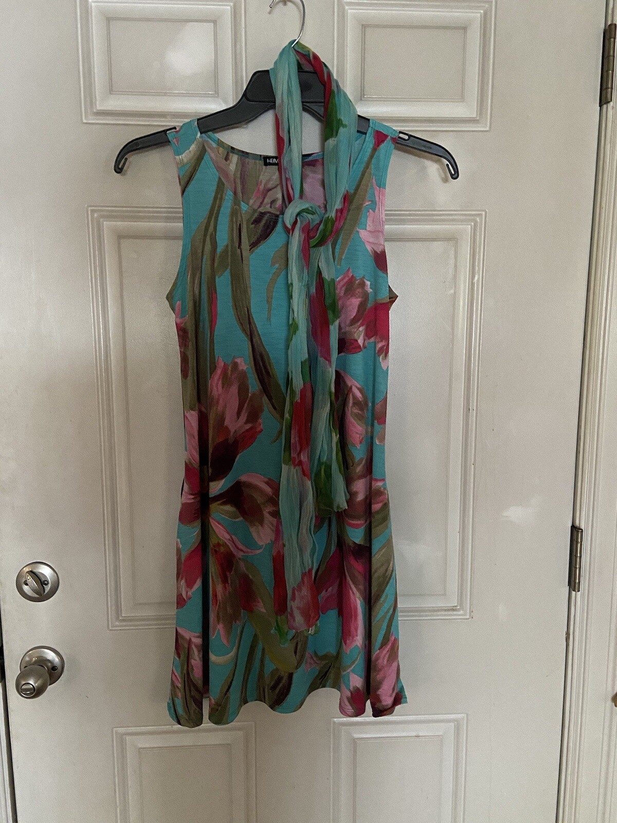 Heimish USA Multicolor Floral Hawaiian Dress W Scarf & Pockets SZ S NWOT